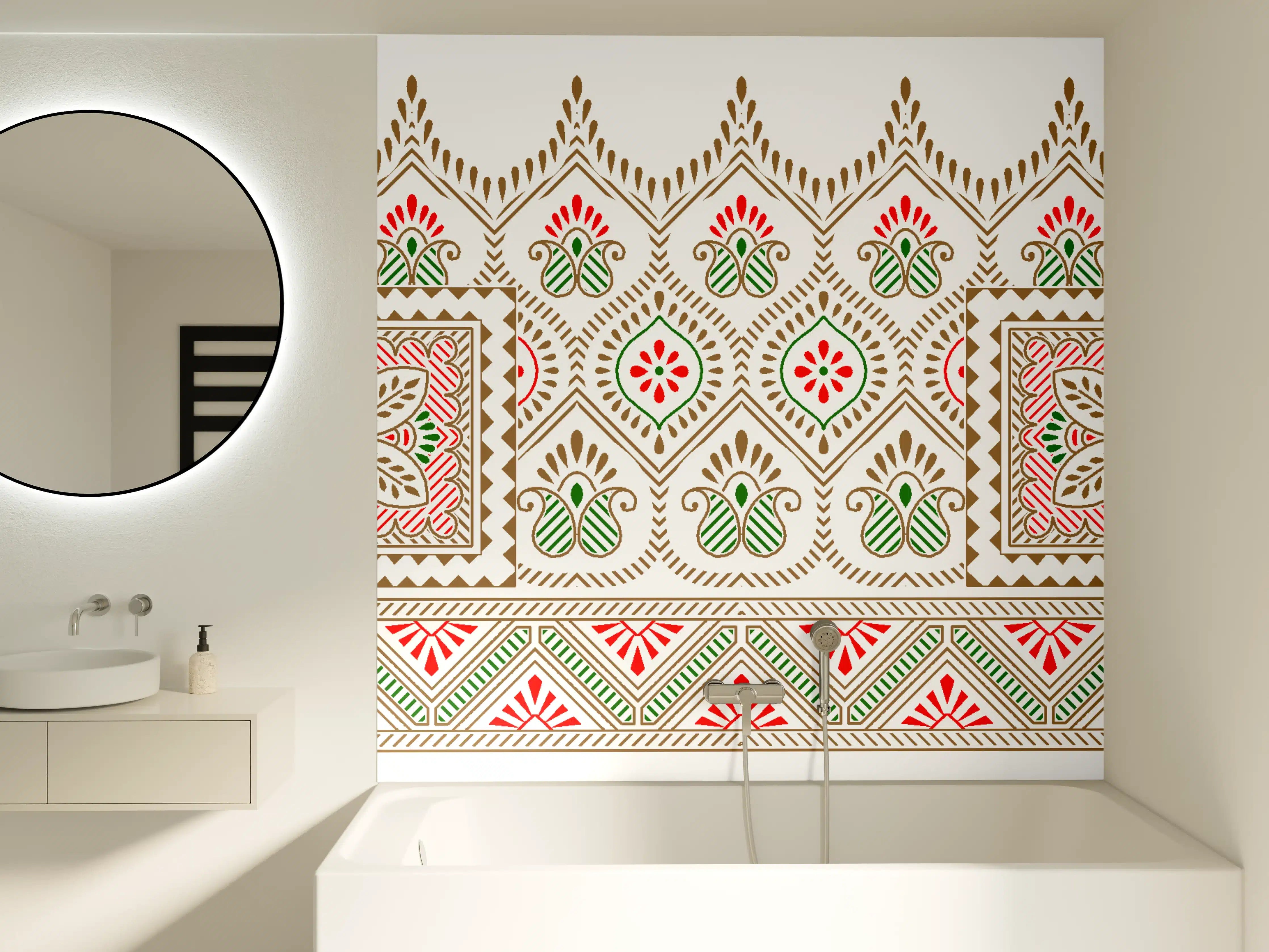 Badewannen-Rückwand - Frühstückstisch mit frischen Croissants