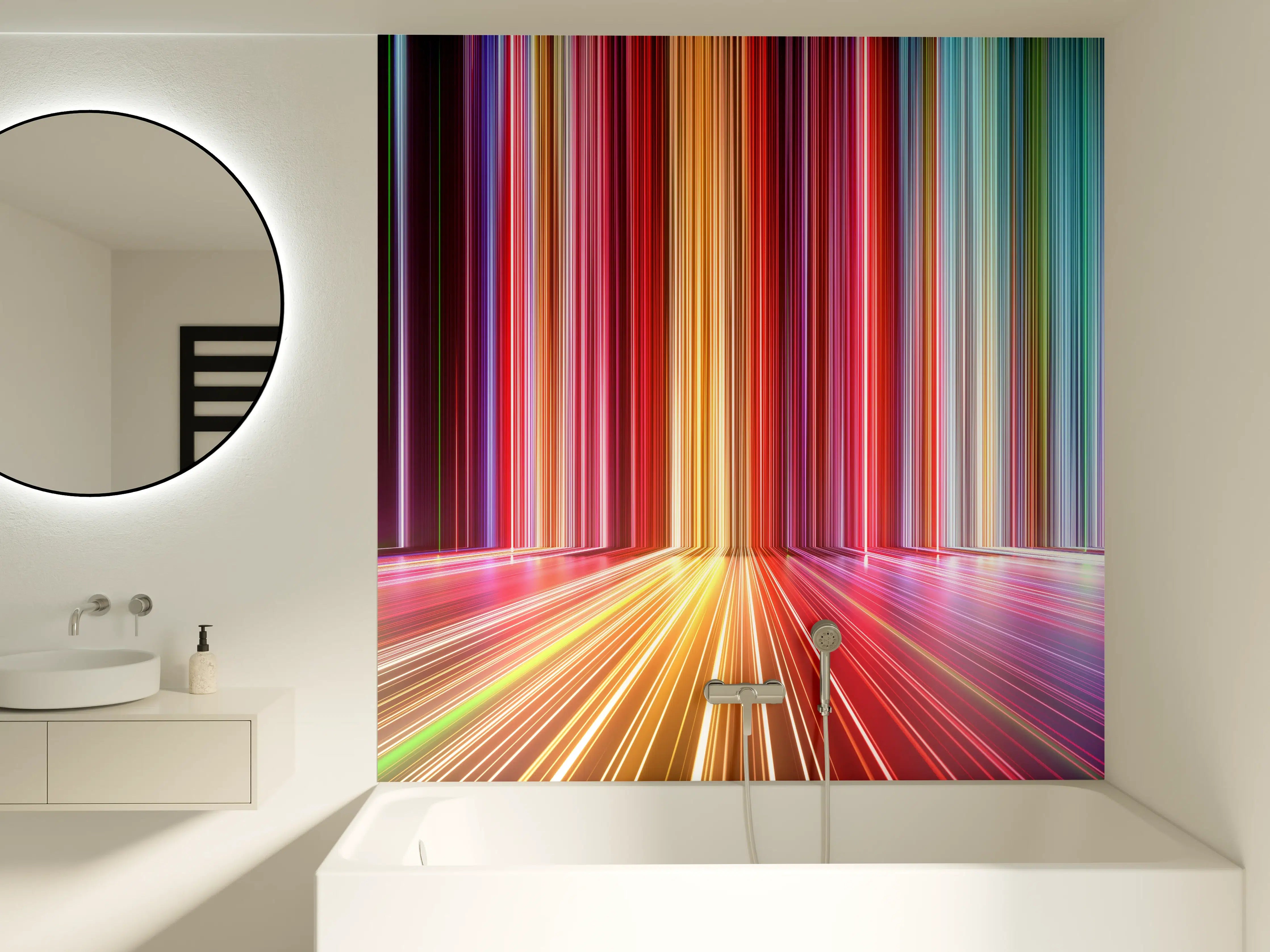 Badewannen-Rückwand - Futuristische Farben - 3D Render