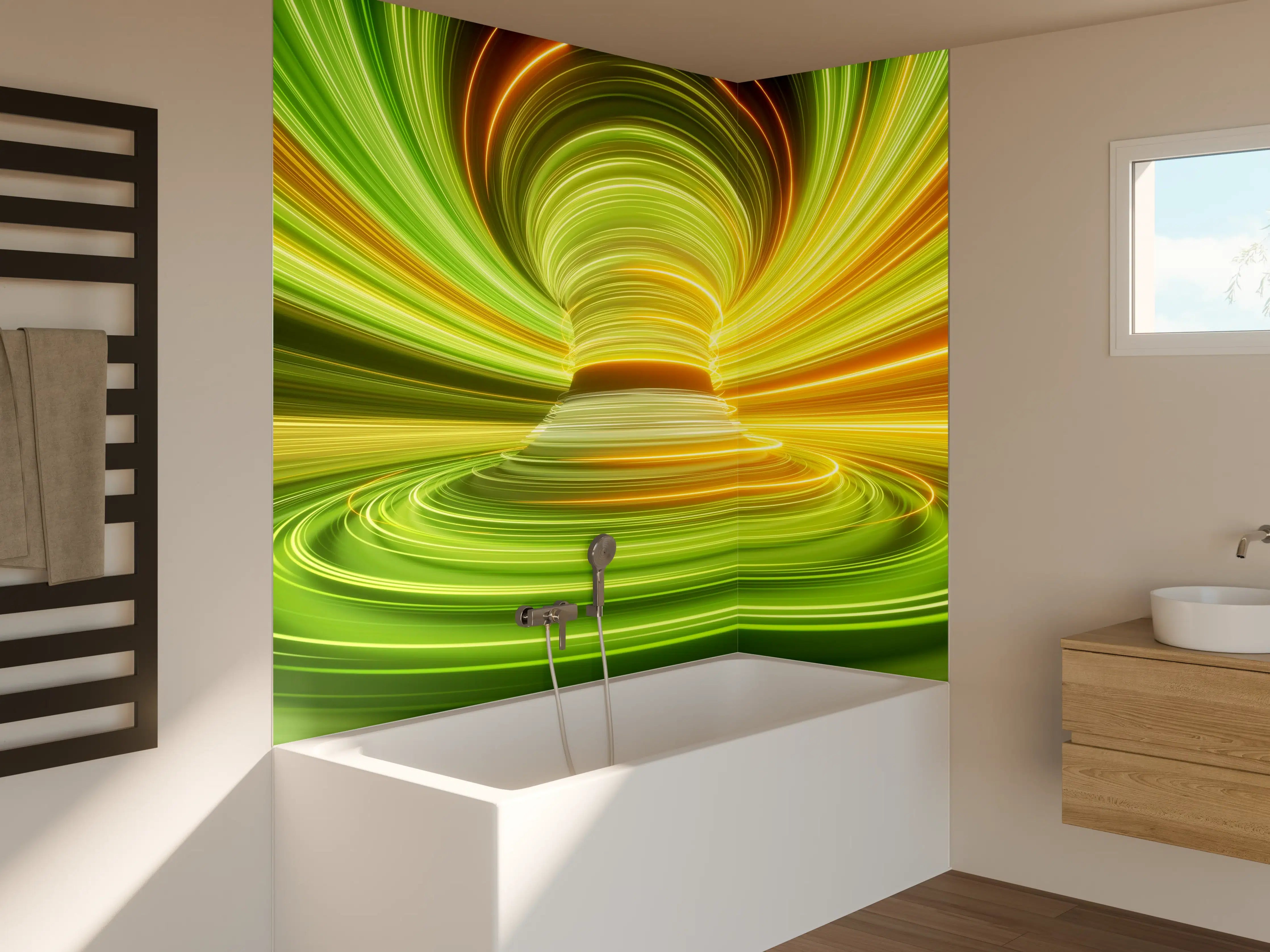 Badewannen-Rückwand - Futuristisches Muster - Neon