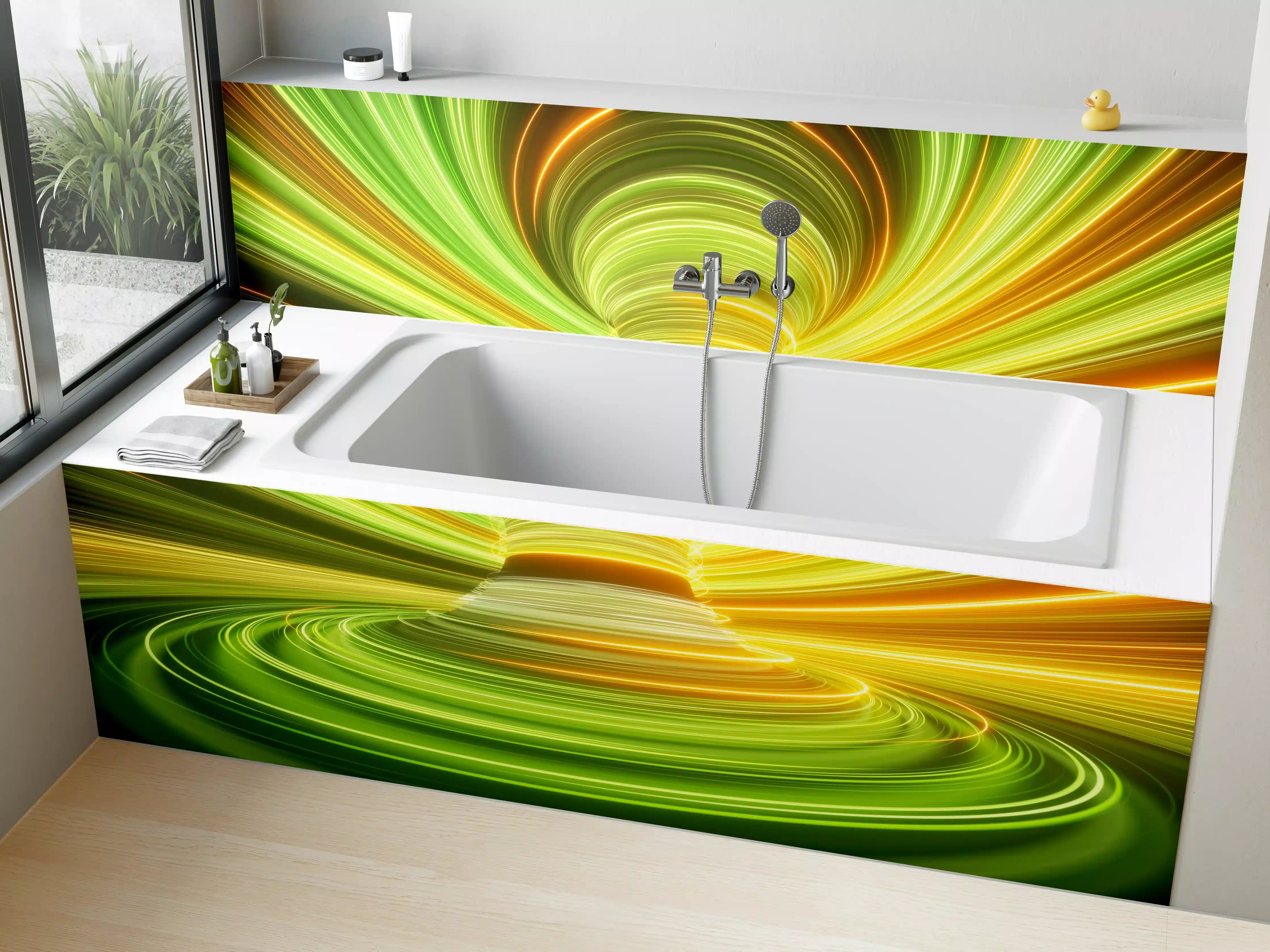 Badewannen-Rückwand - Futuristisches Muster - Neon