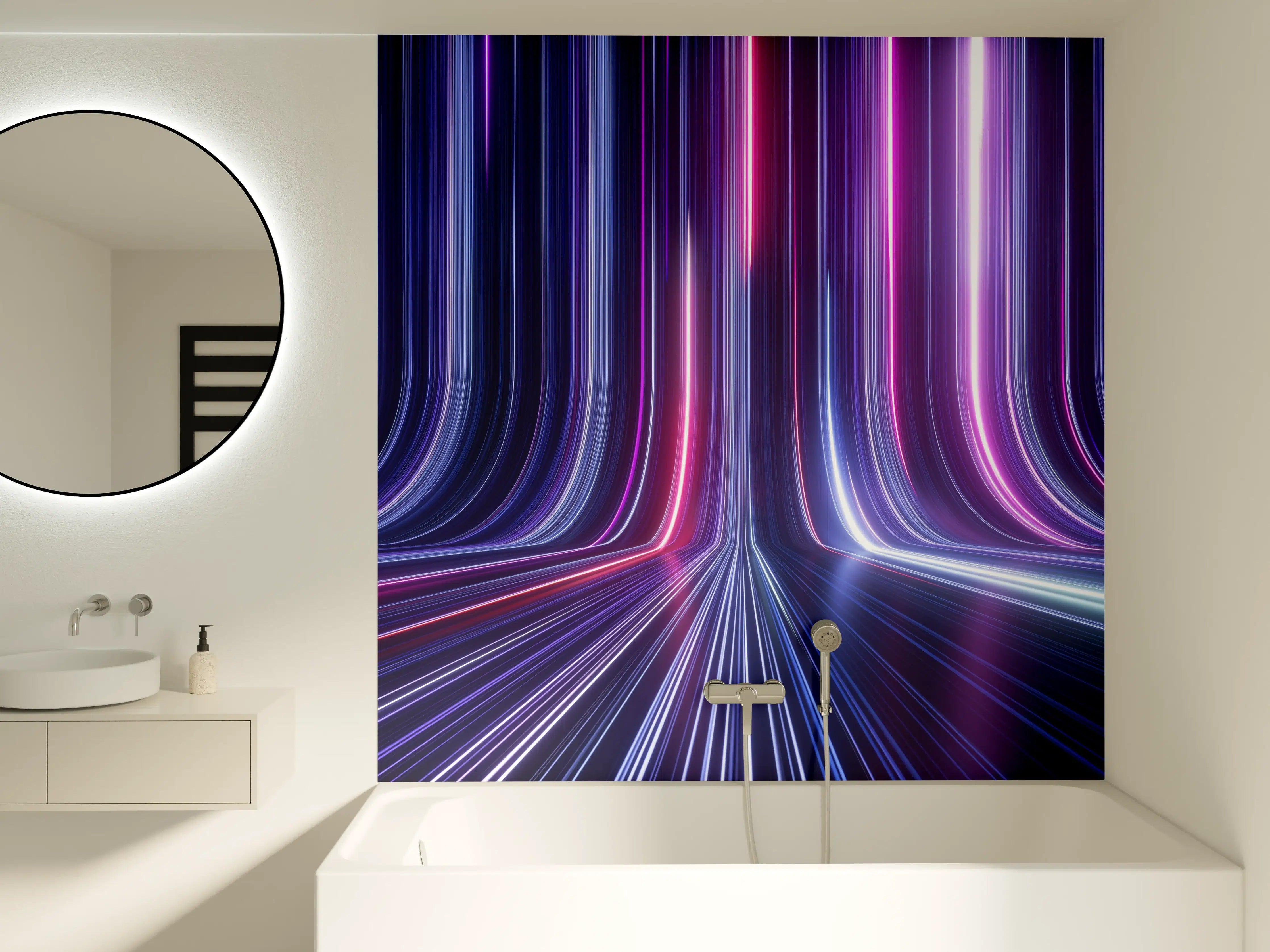 Badewannen-Rückwand - Futuristisches Neon Design