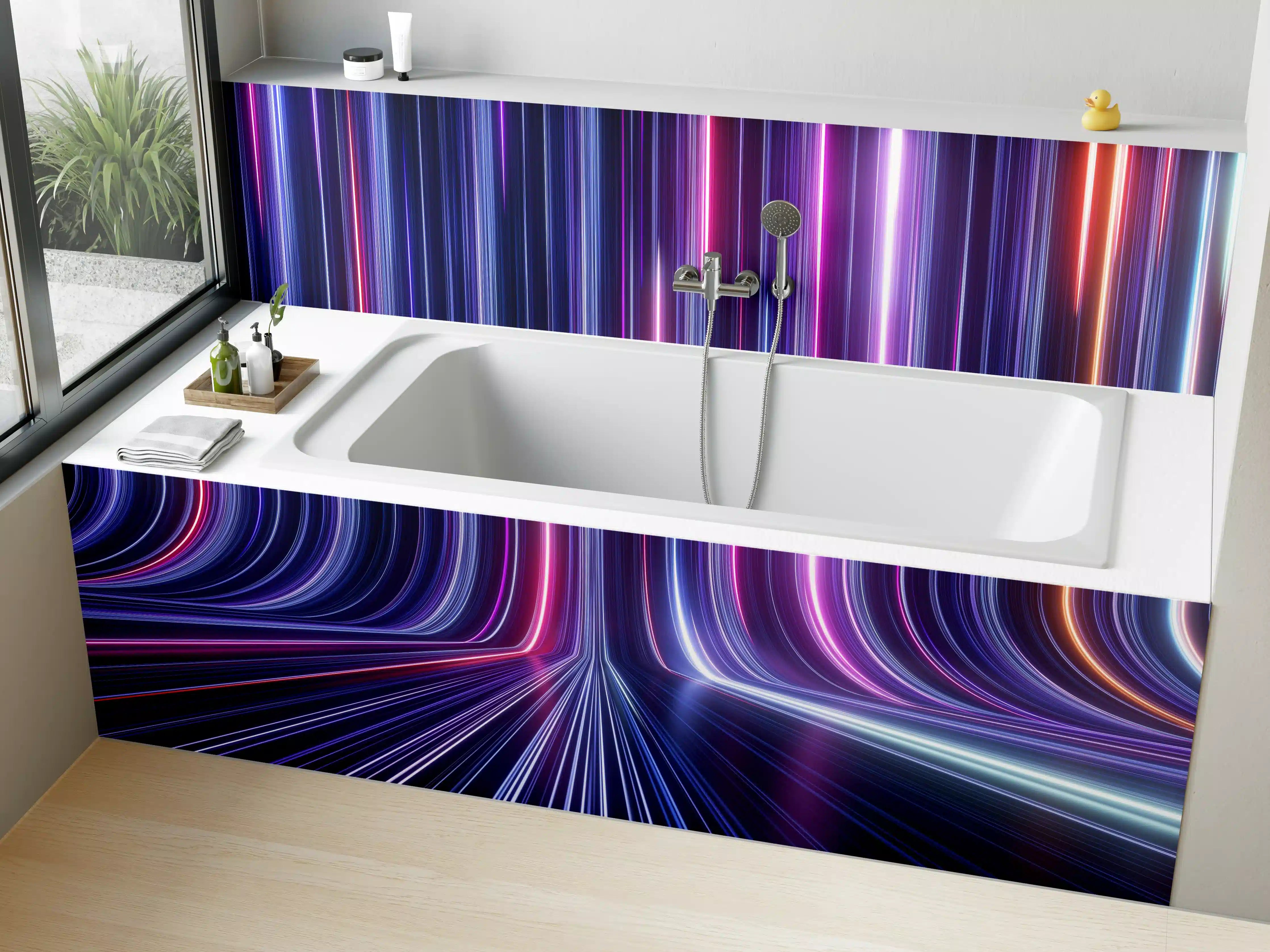Badewannen-Rückwand - Futuristisches Neon Design