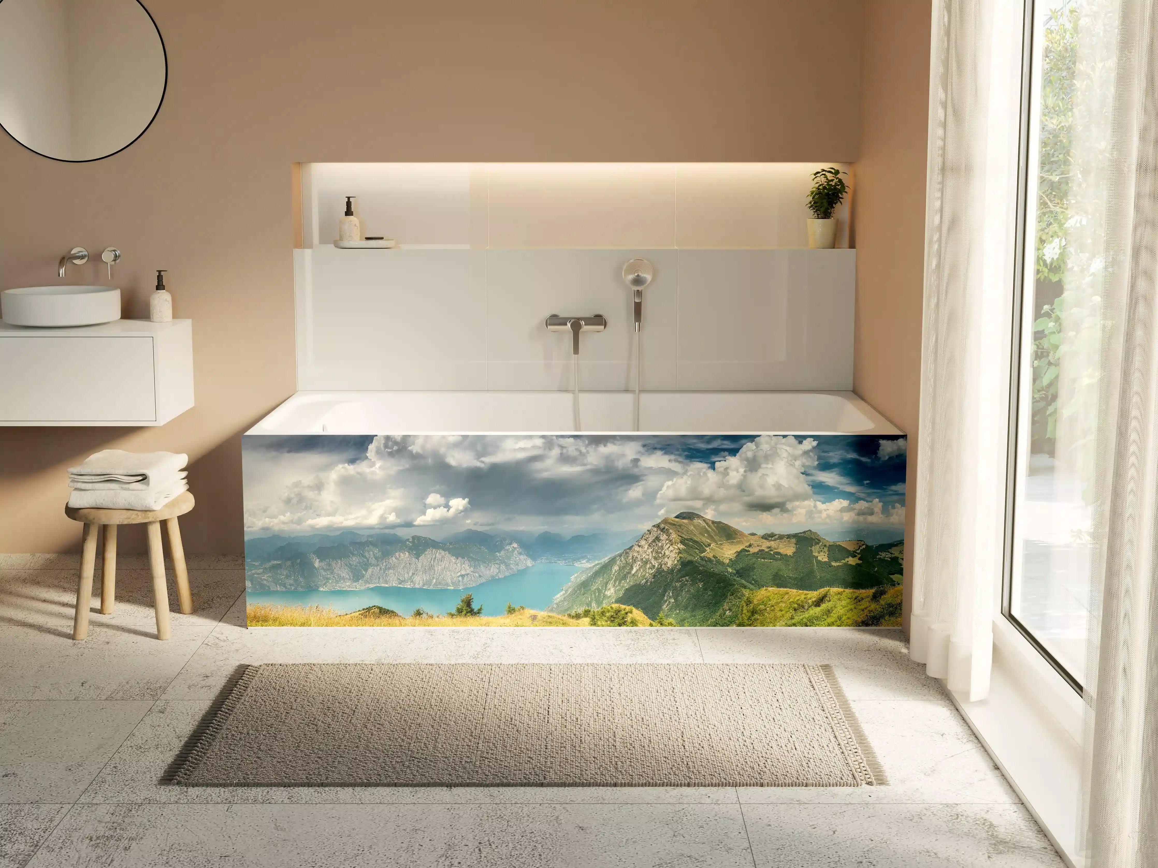 Badewannen-Rückwand - Gardasee – Harmonie in Blau-Grün