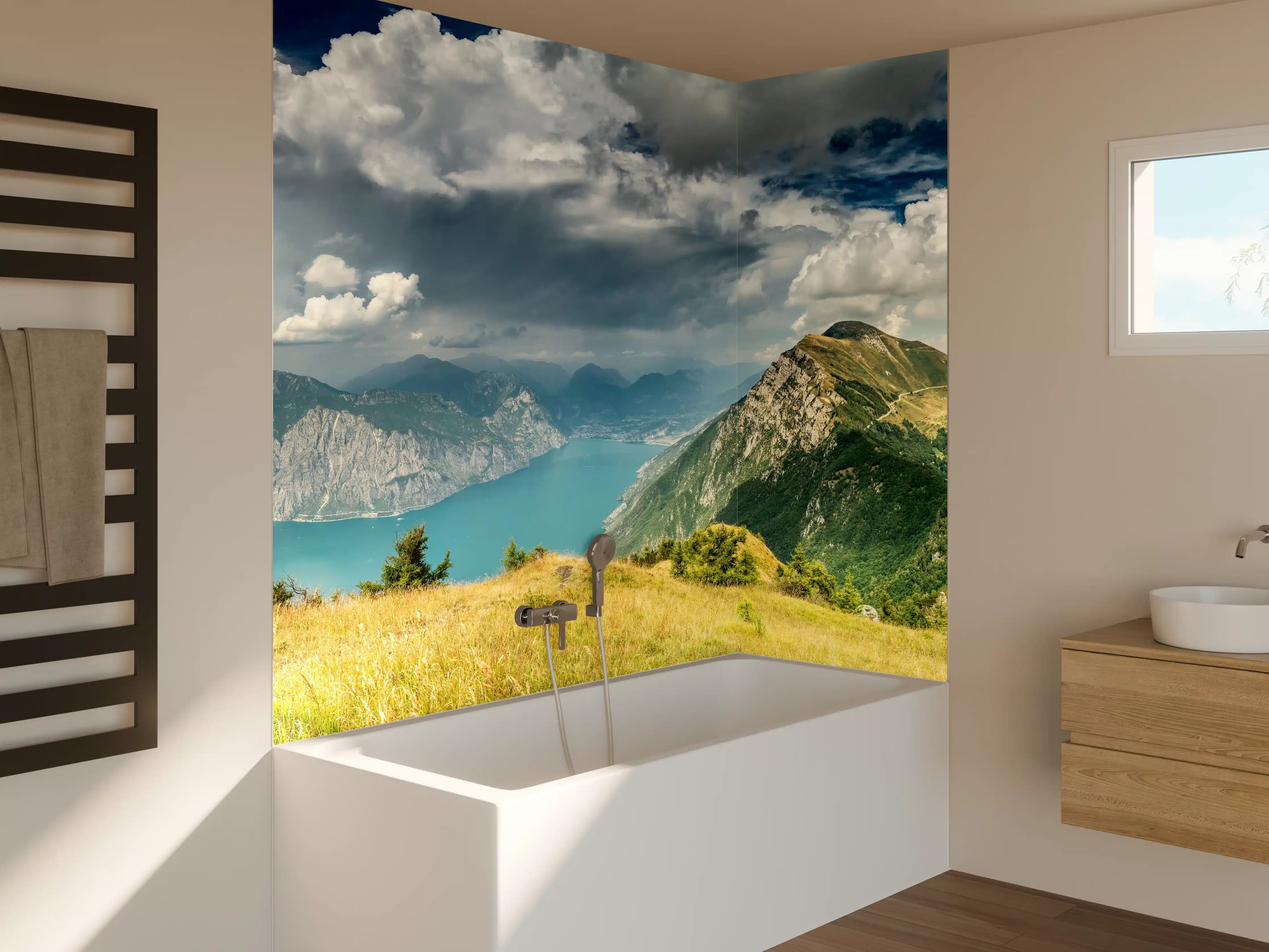 Badewannen-Rückwand - Gardasee – Harmonie in Blau-Grün