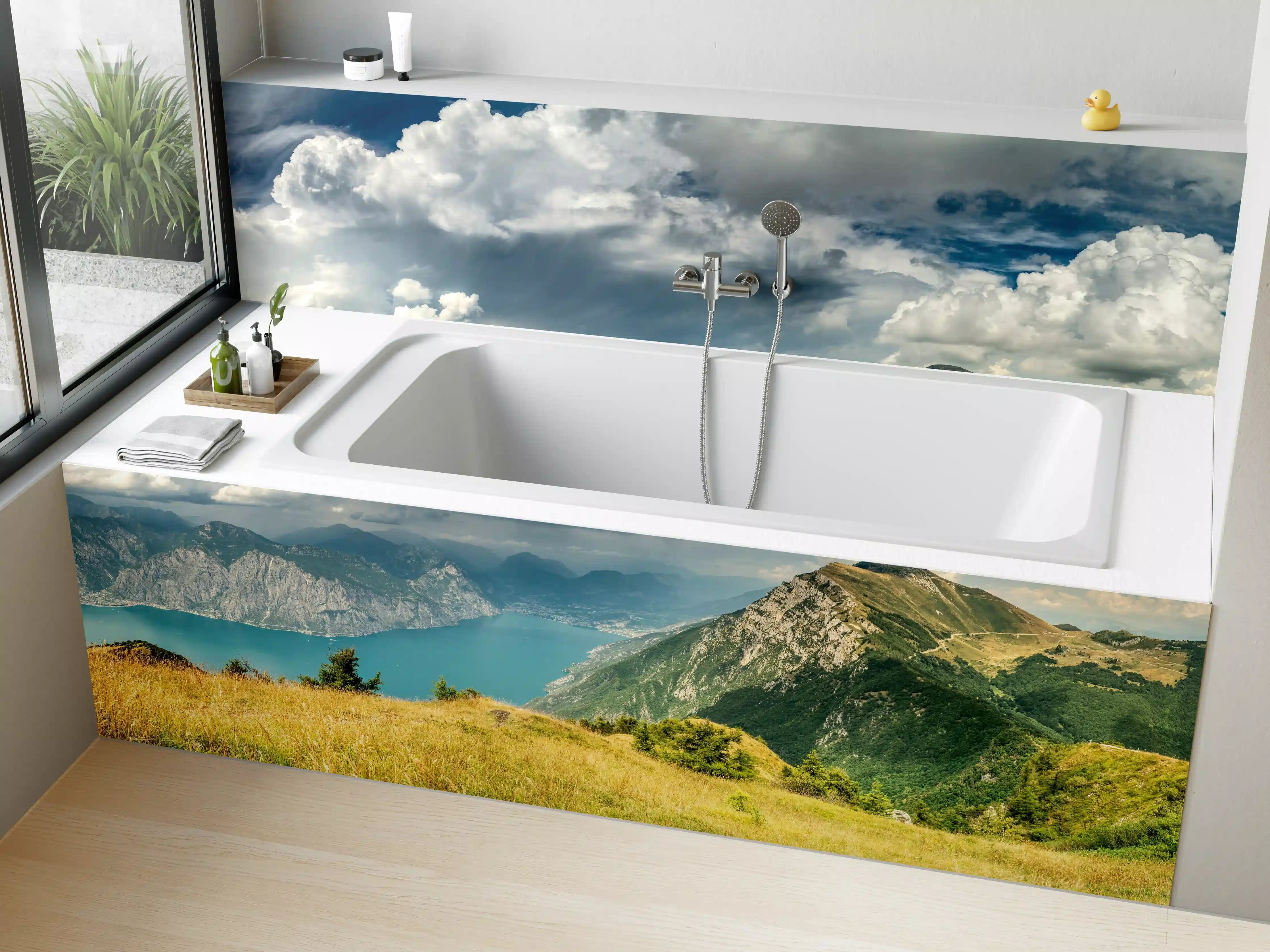Badewannen-Rückwand - Gardasee – Harmonie in Blau-Grün
