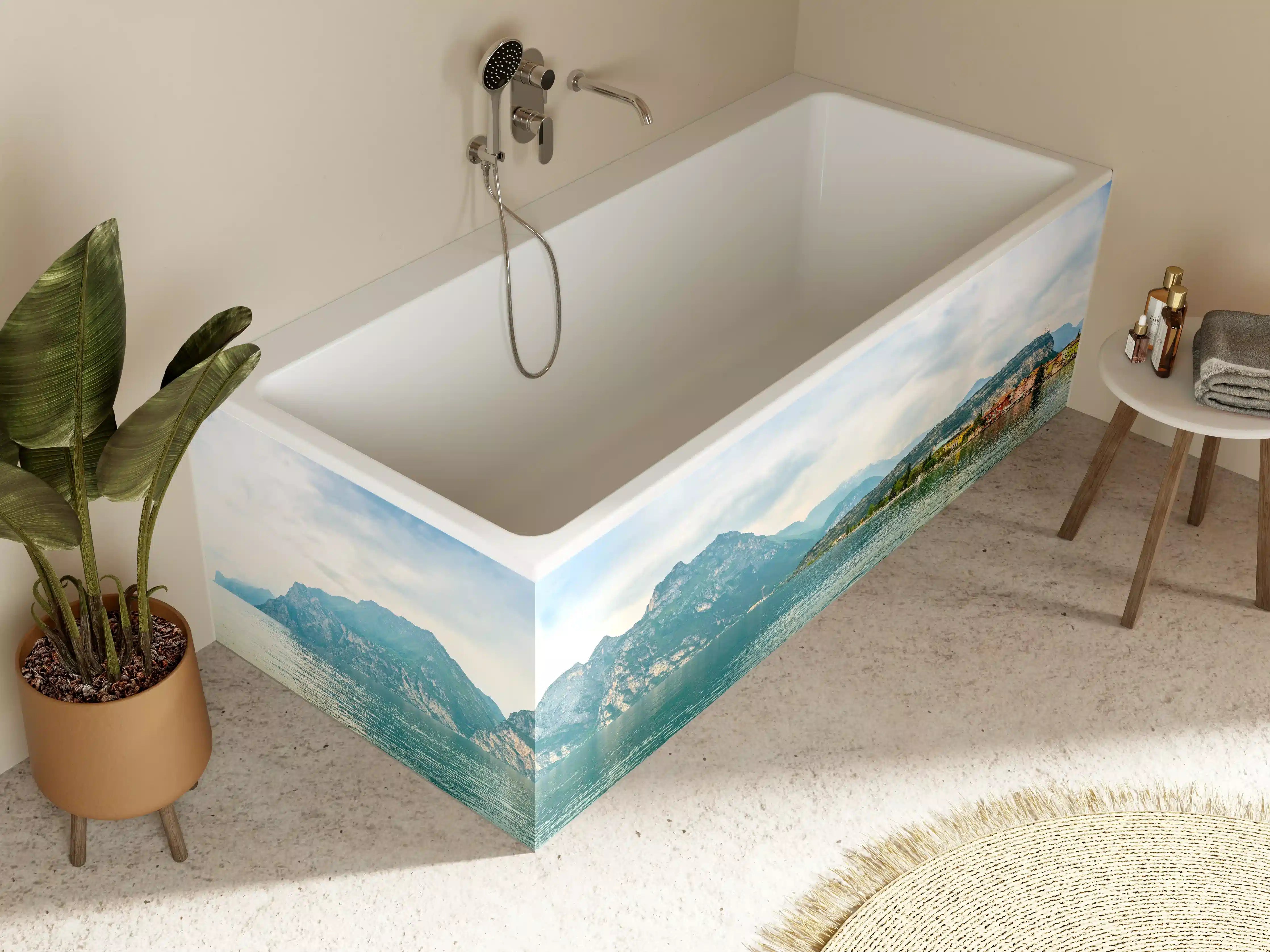 Badewannen-Rückwand - Gardasee im Farbenspiel von Himmel und Natur