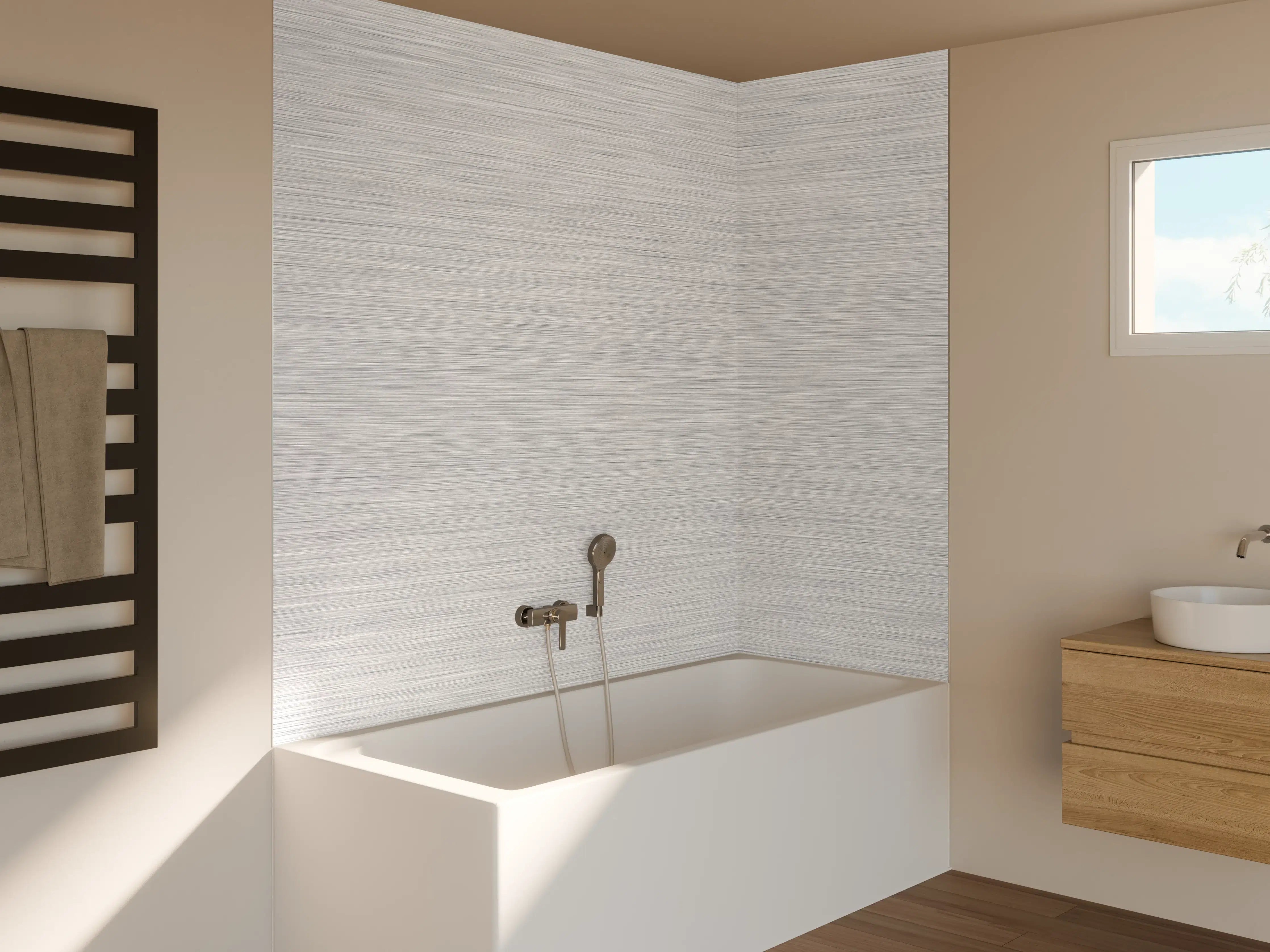 Badewannen-Rückwand - Gebürstete Aluminium Textur