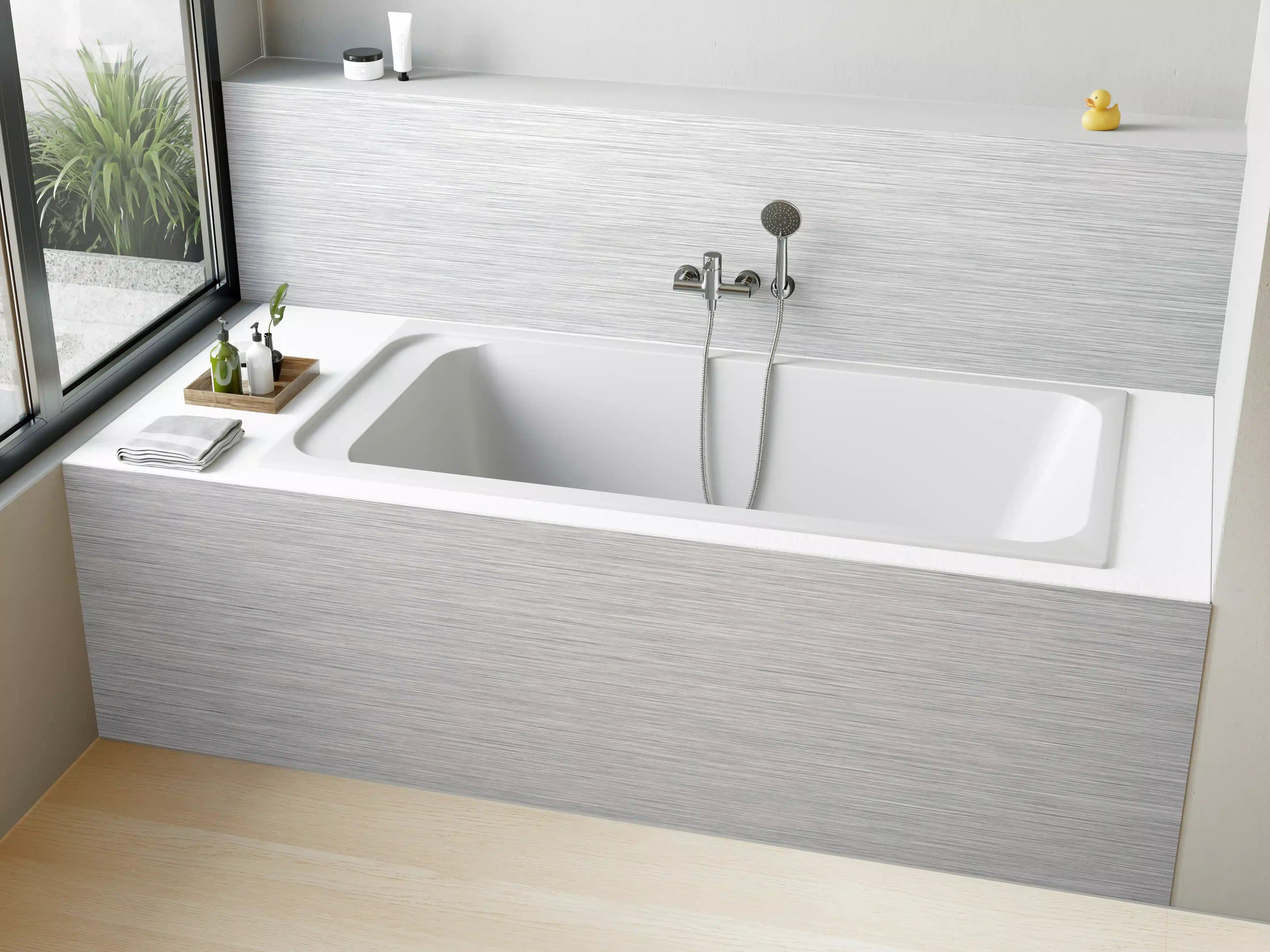 Badewannen-Rückwand - Gebürstete Aluminium Textur