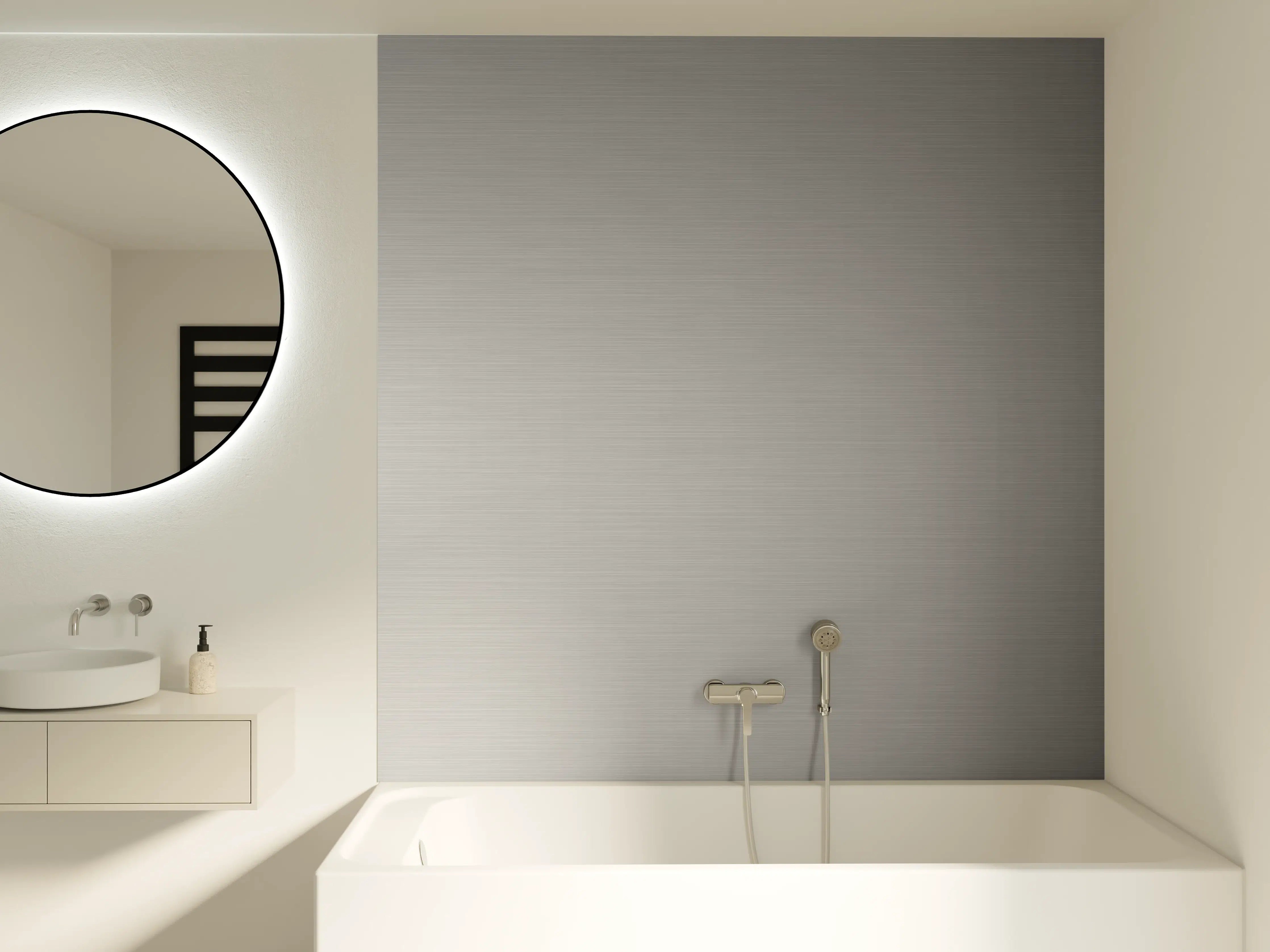 Badewannen-Rückwand - Gebürsteter Metall-Hintergrund Grau