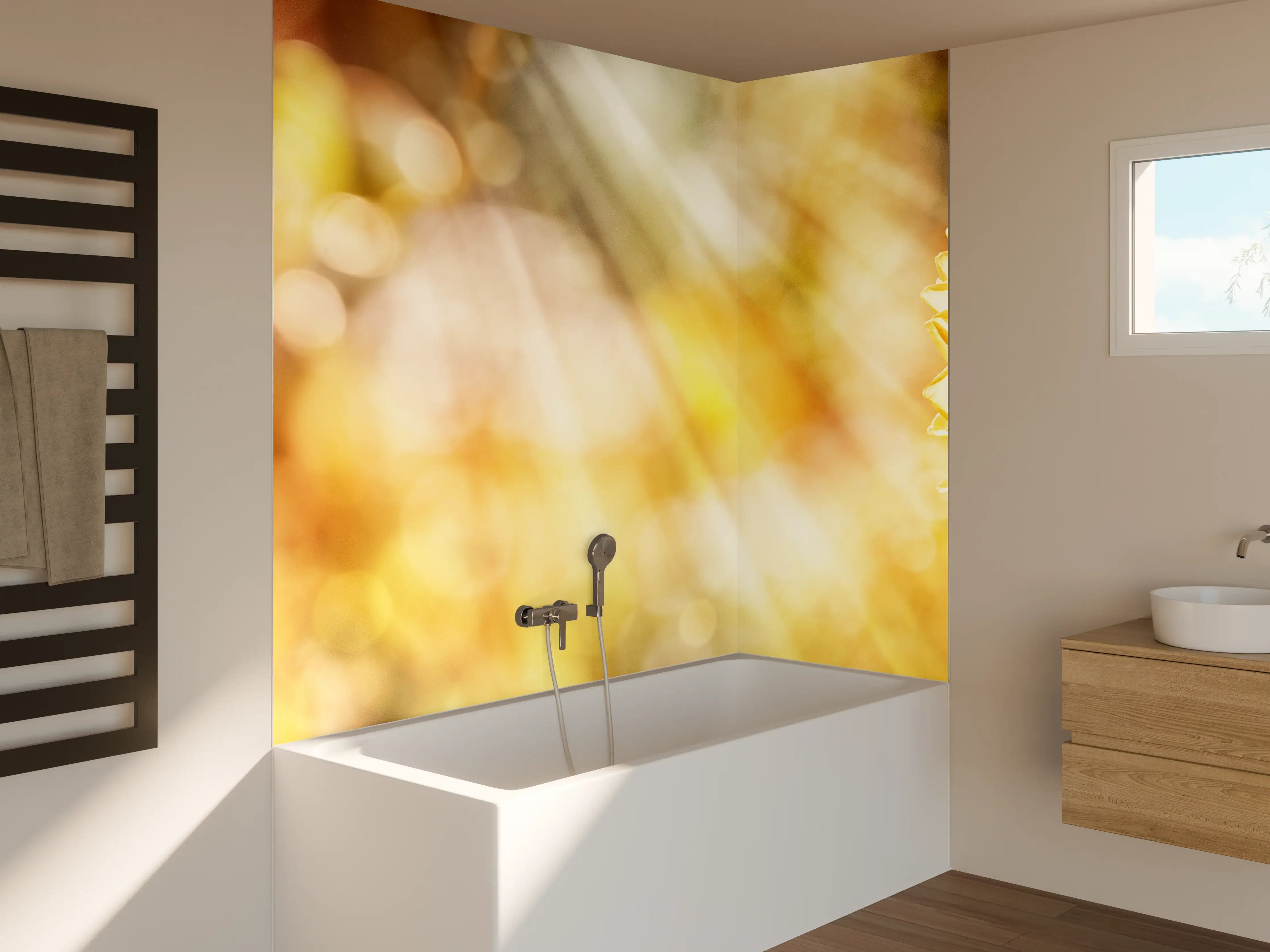 Badewannen-Rückwand - Gelbe Dahlie