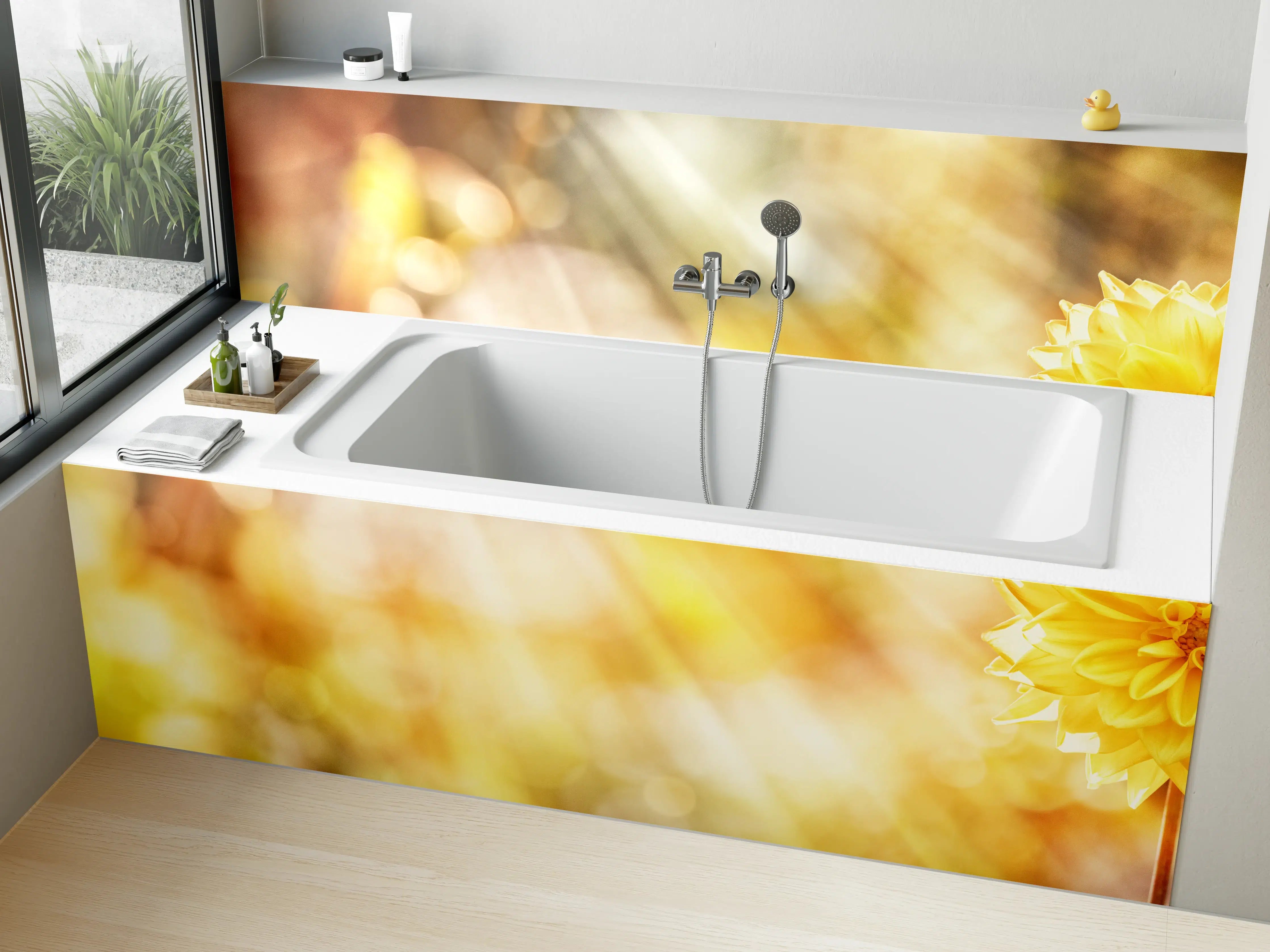 Badewannen-Rückwand - Gelbe Dahlie