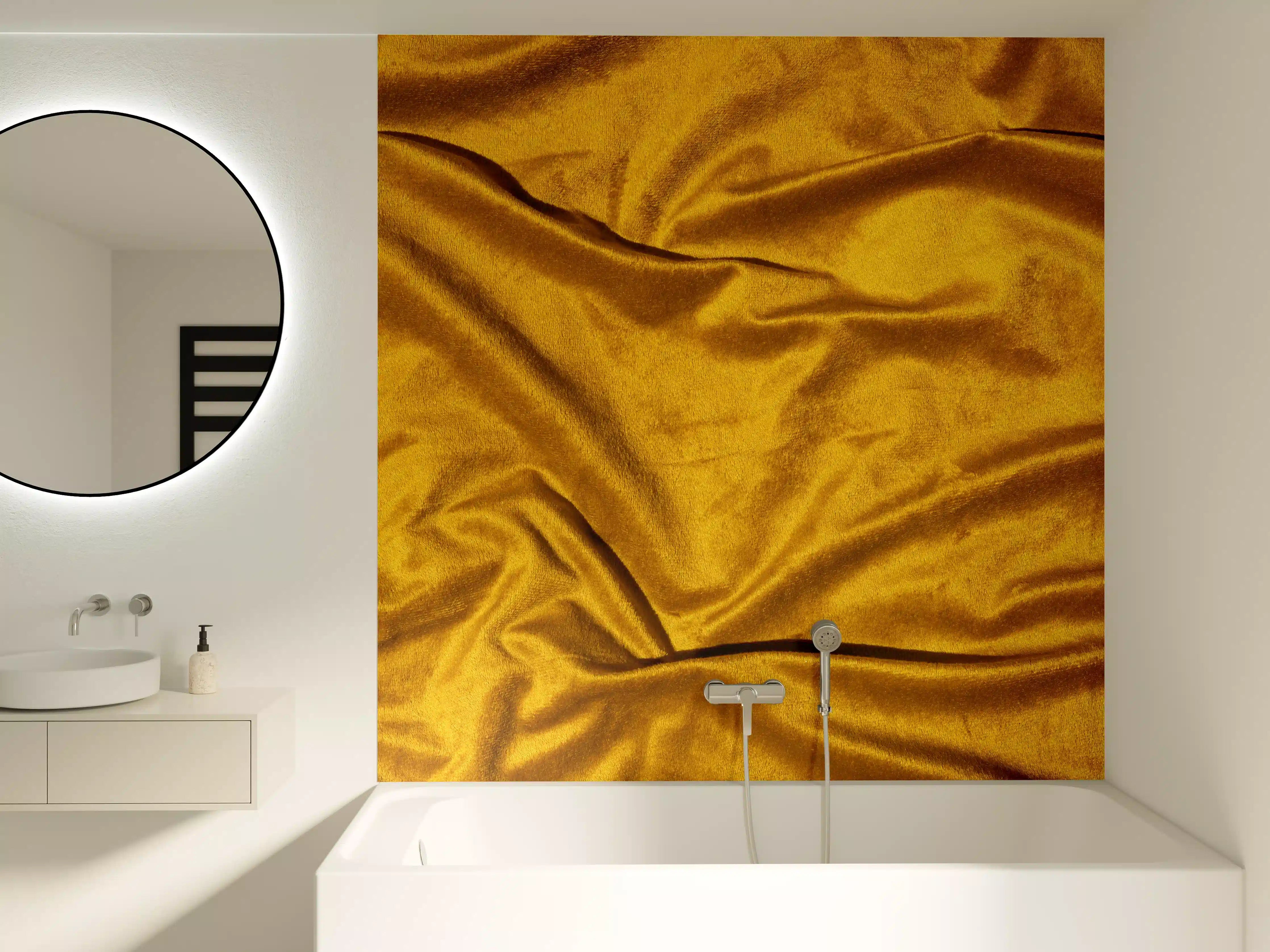 Badewannen-Rückwand - Gelbe Satin Seide