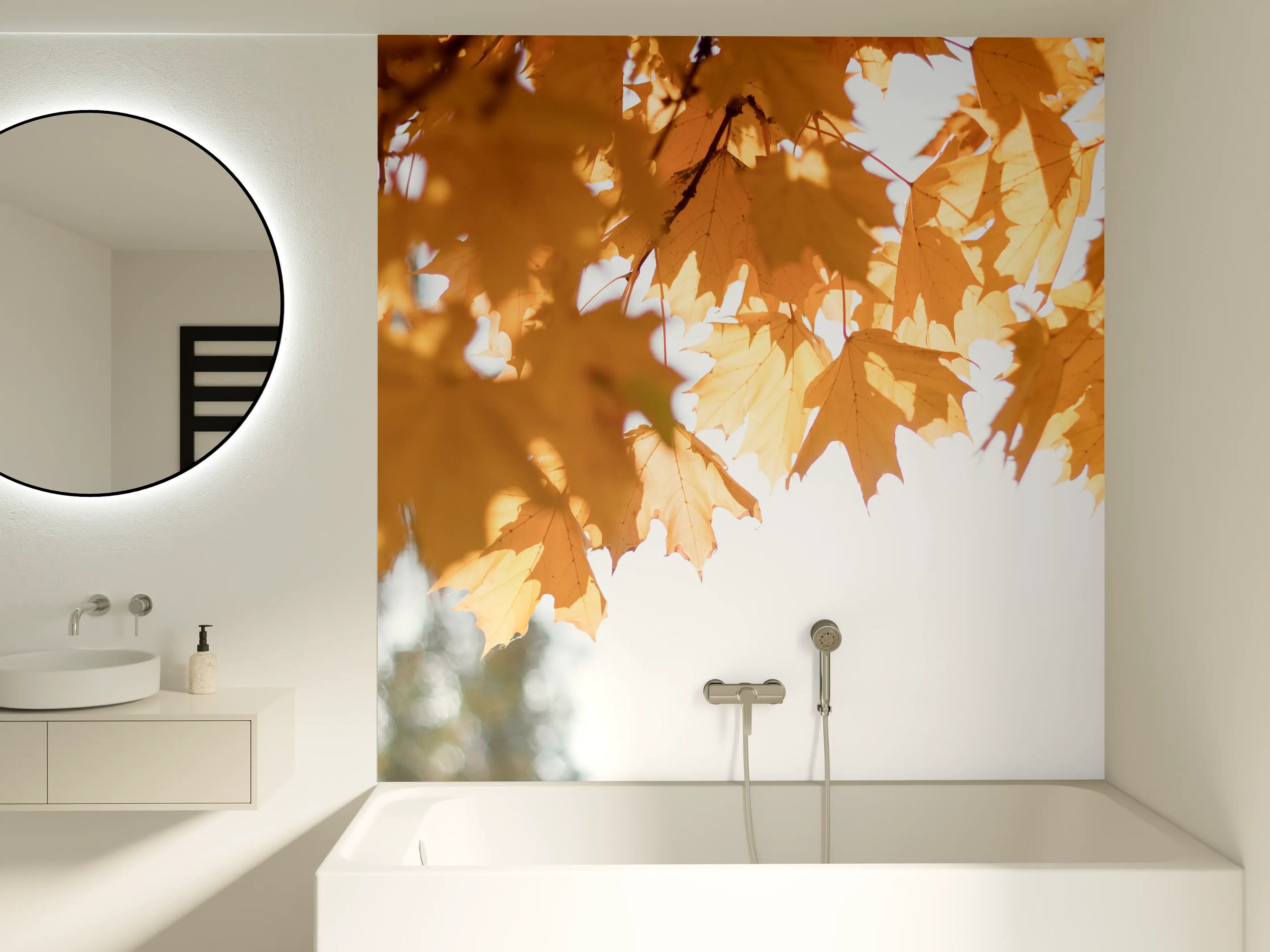 Badewannen-Rückwand - Gelben Ahornblättern im Herbst