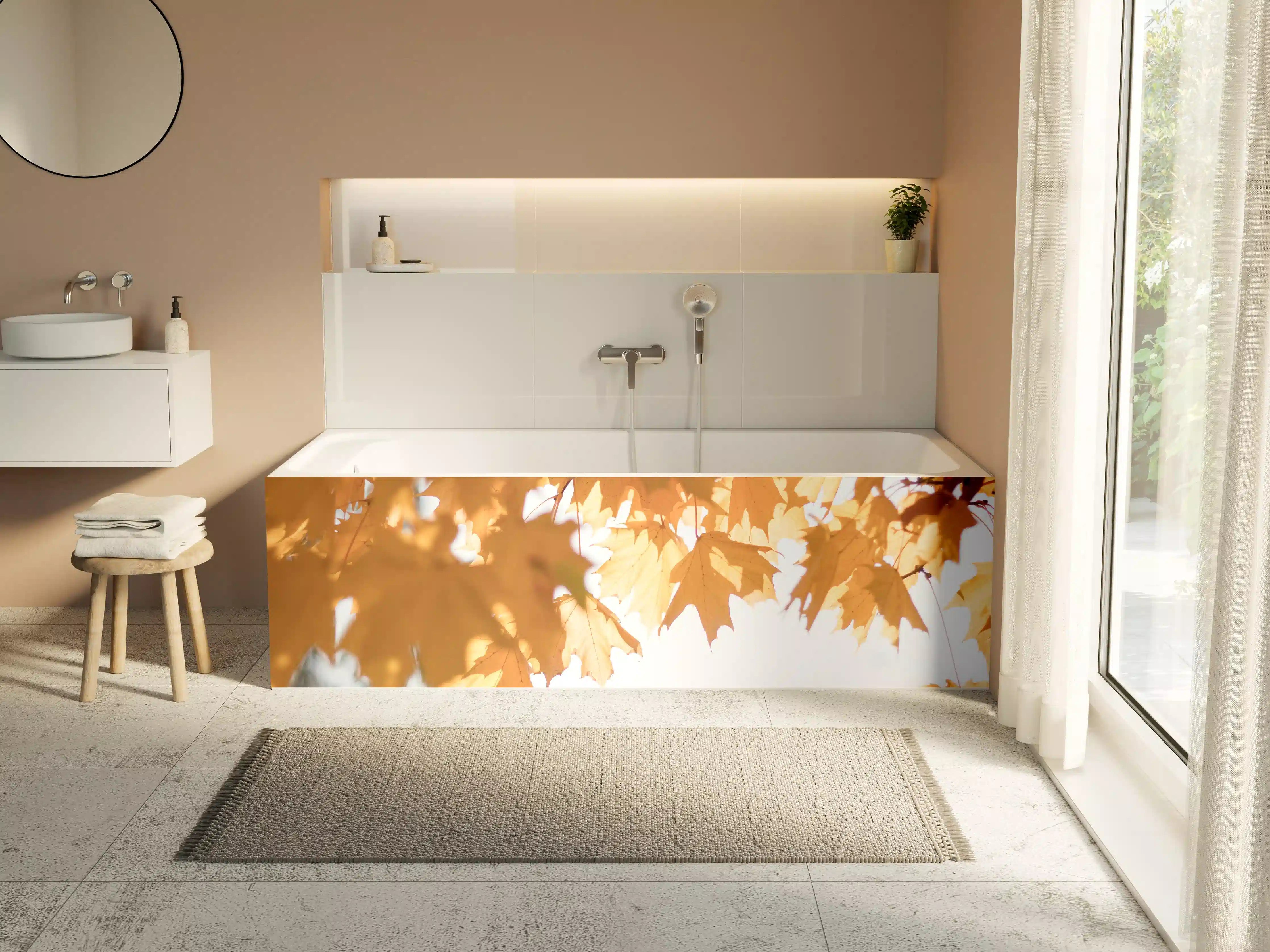 Badewannen-Rückwand - Gelben Ahornblättern im Herbst