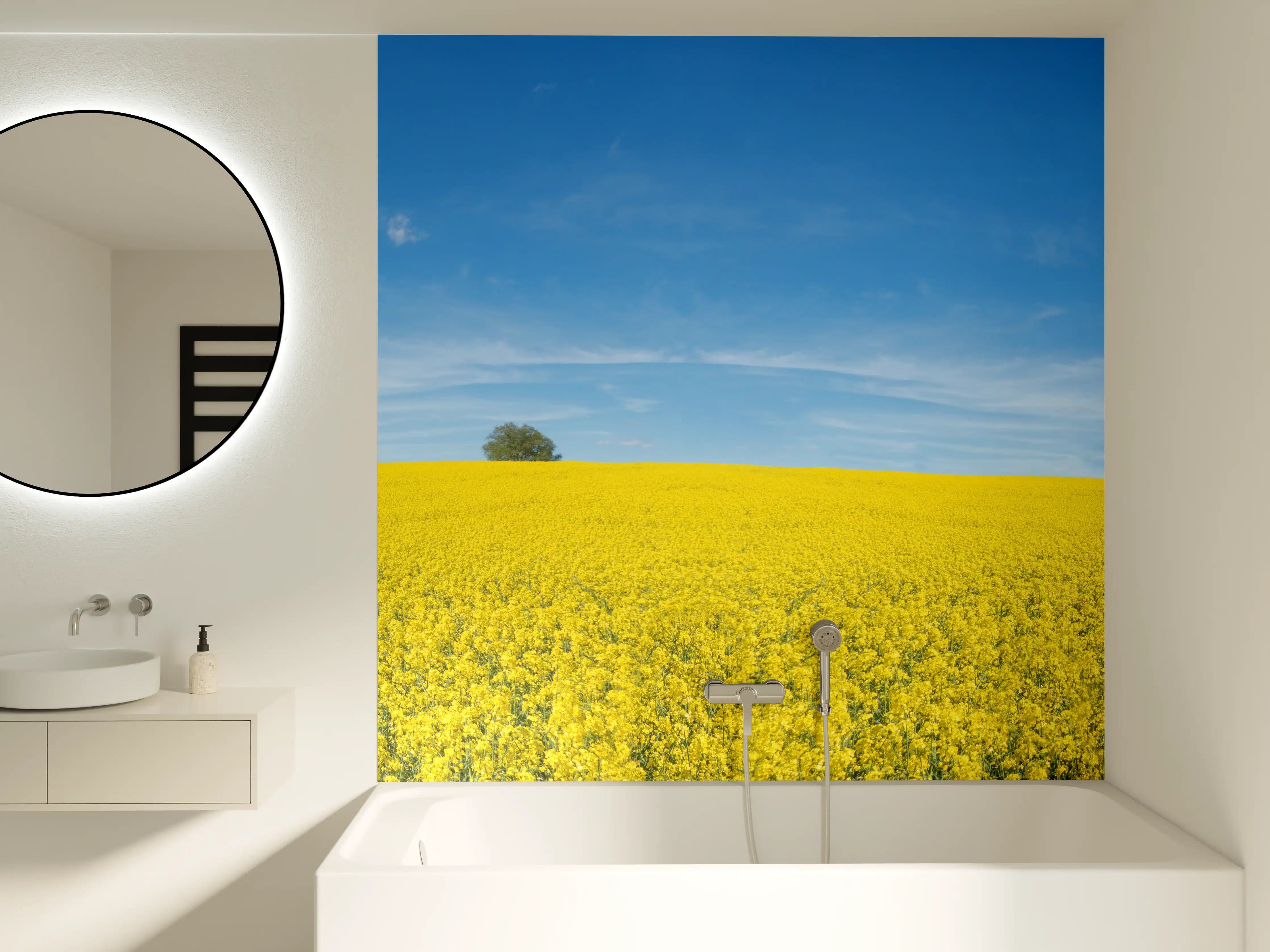 Badewannen-Rückwand - Gelbes Rapsfeld blauer Himmel