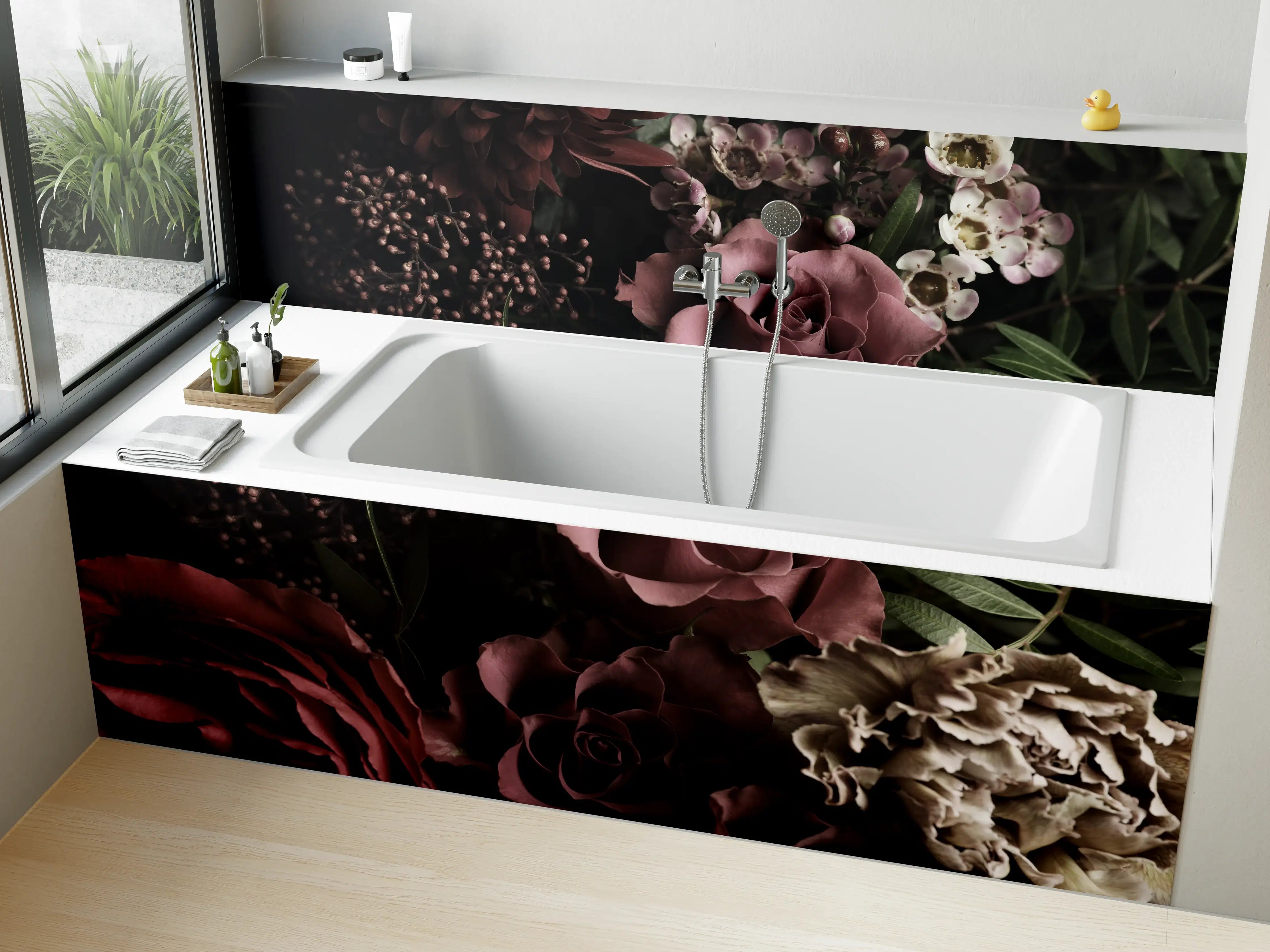 Badewannen-Rückwand - Gemischter Vintage-Blumenstrauß