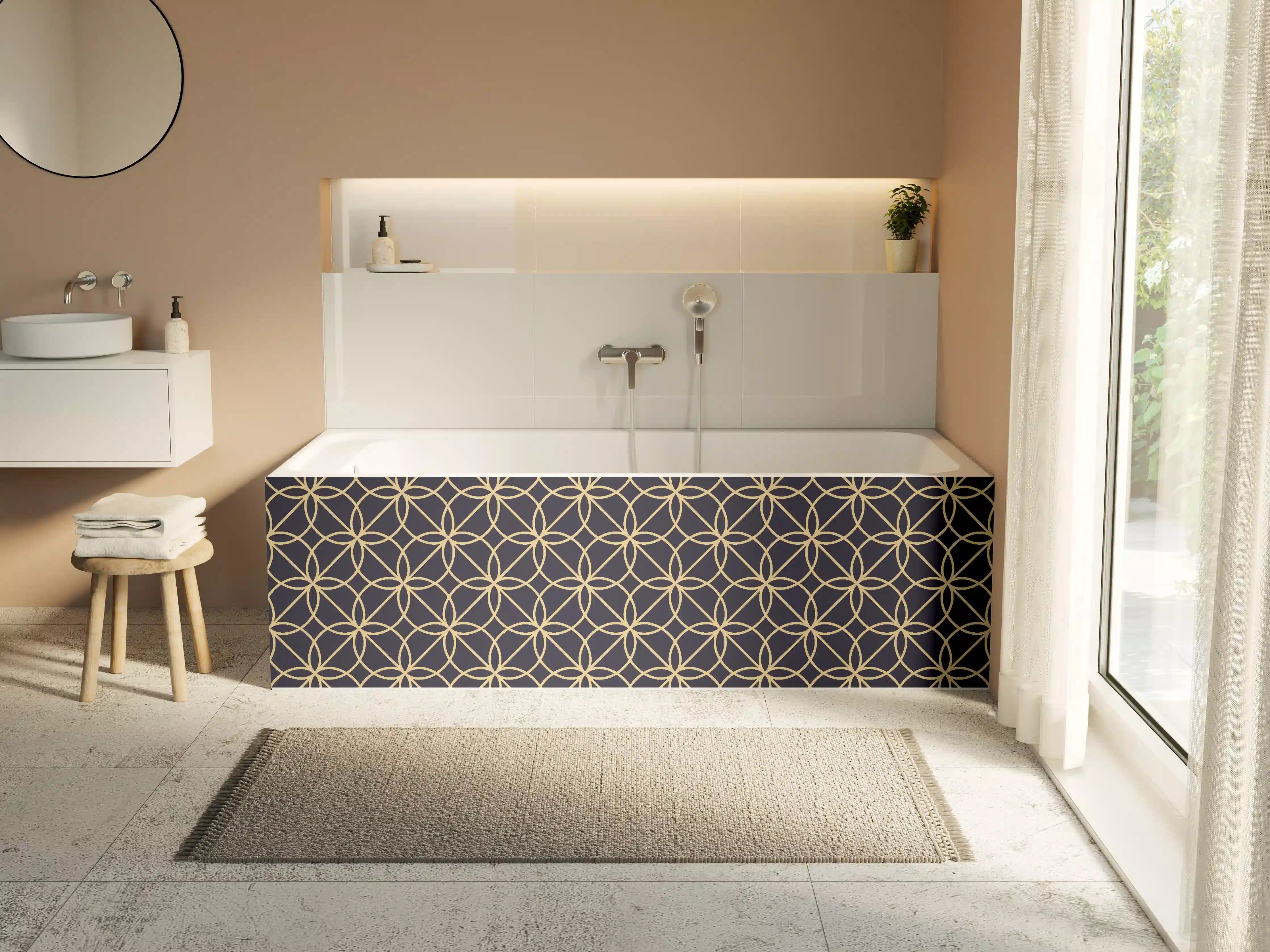 Badewannen-Rückwand - Geometrisch Blaues Muster