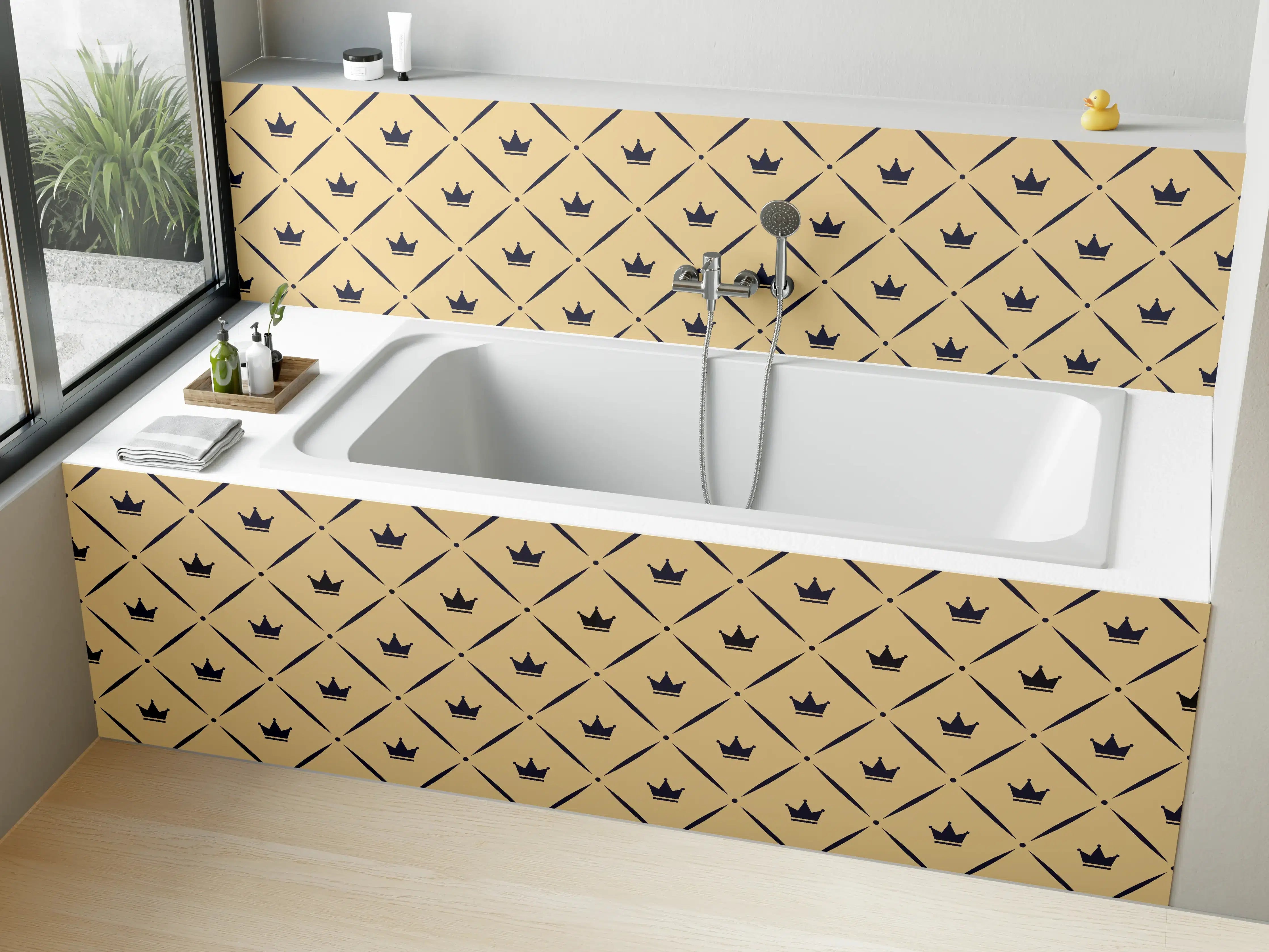 Badewannen-Rückwand - Geometrisches Beige Muster