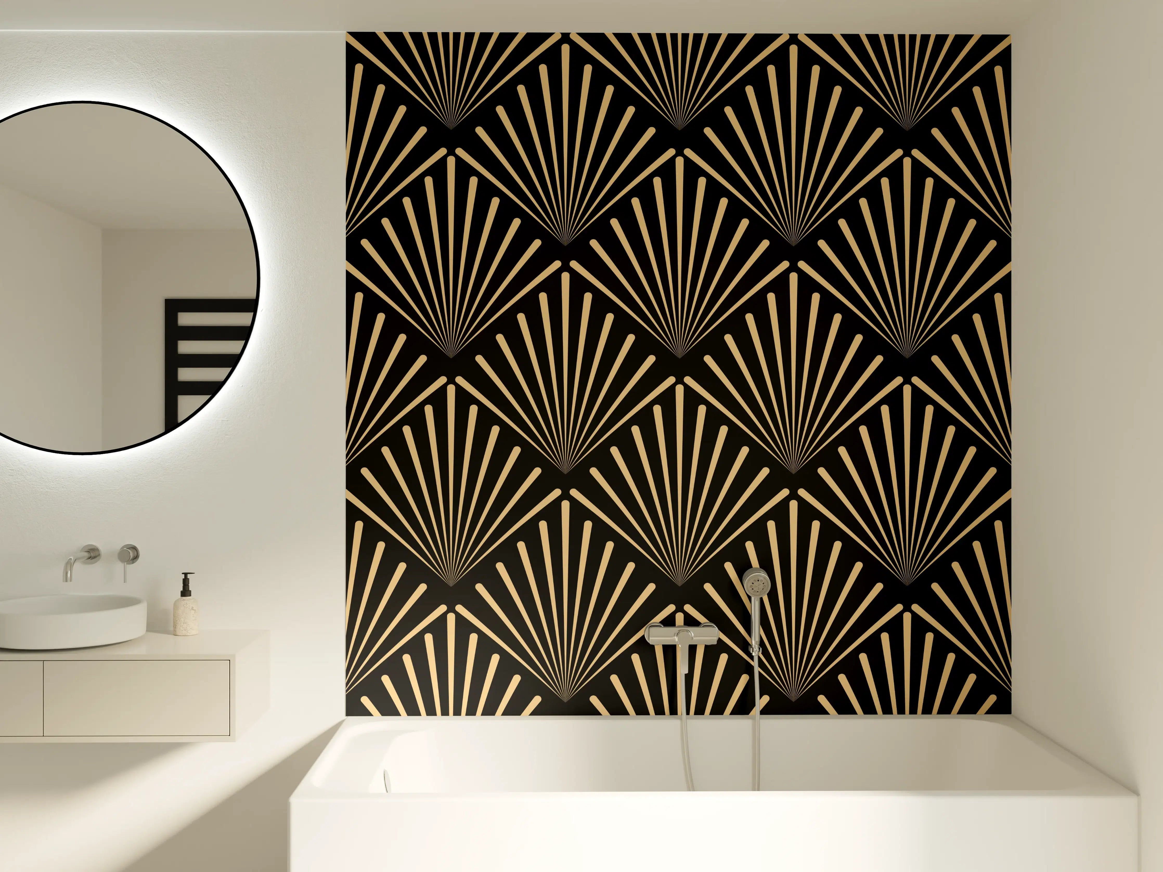 Badewannen-Rückwand - Geometrisches Goldmuster