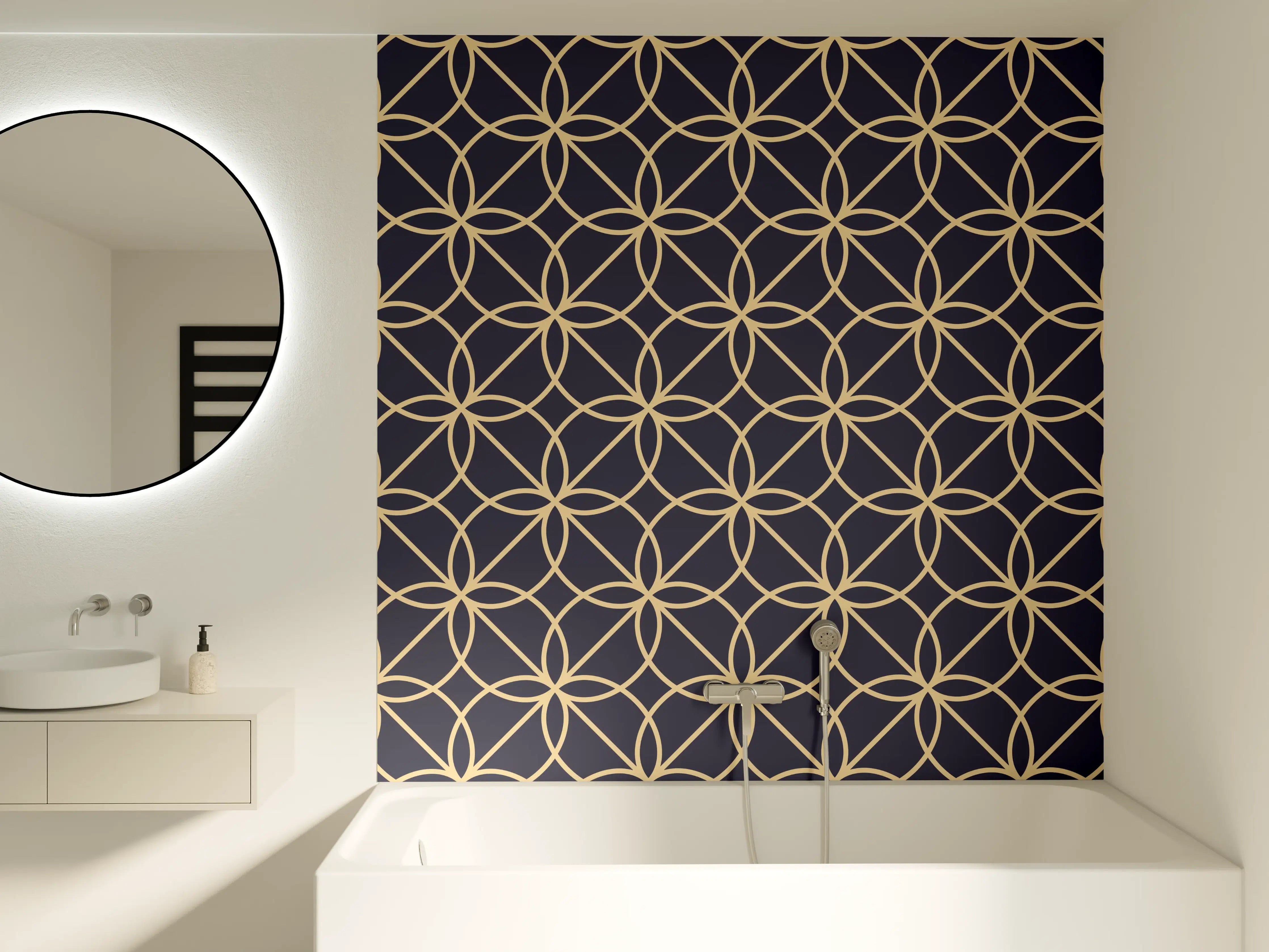 Badewannen-Rückwand - Geometrisches Linienmuster