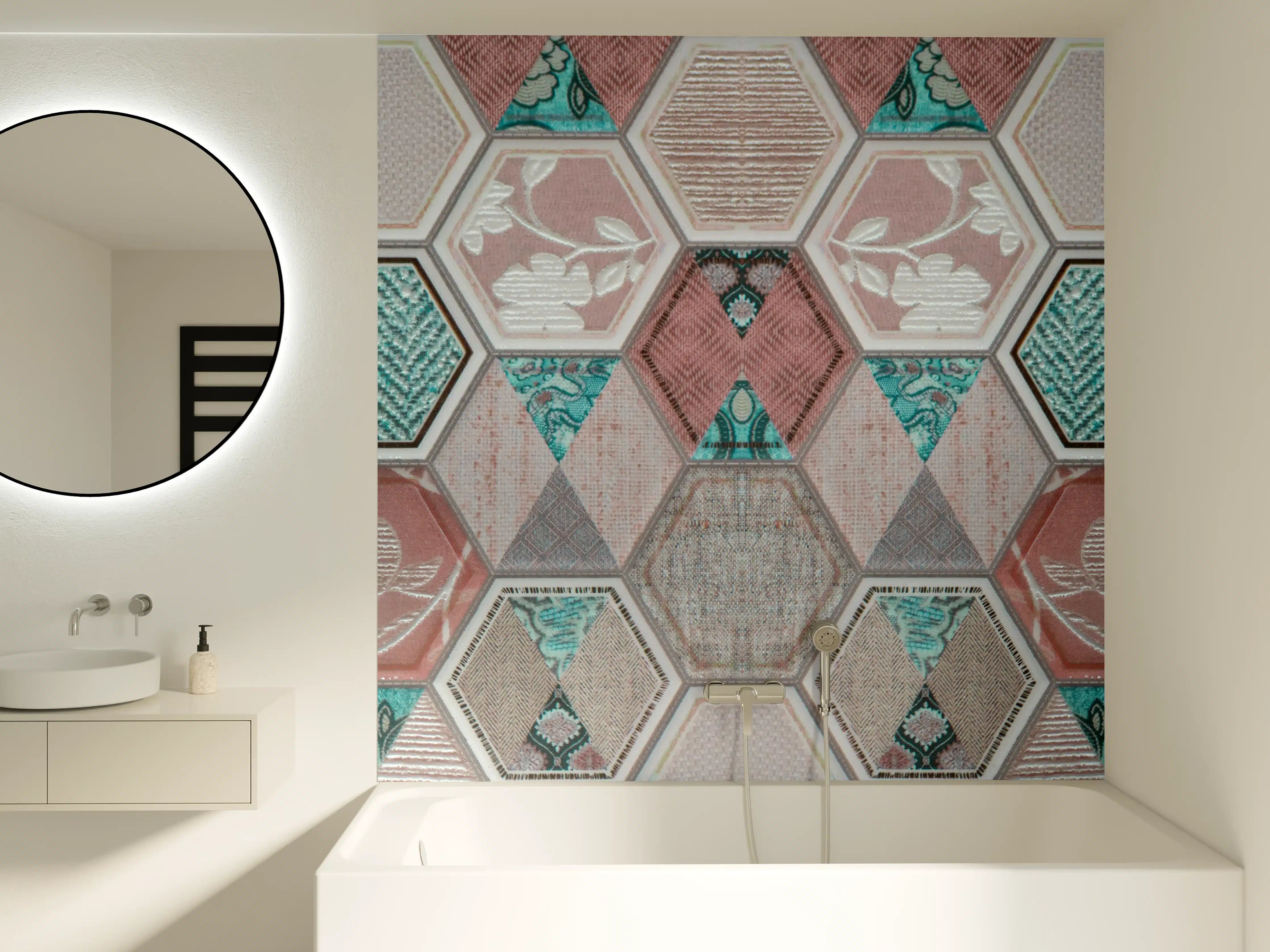 Badewannen-Rückwand - Geometrisches Muster Pastell