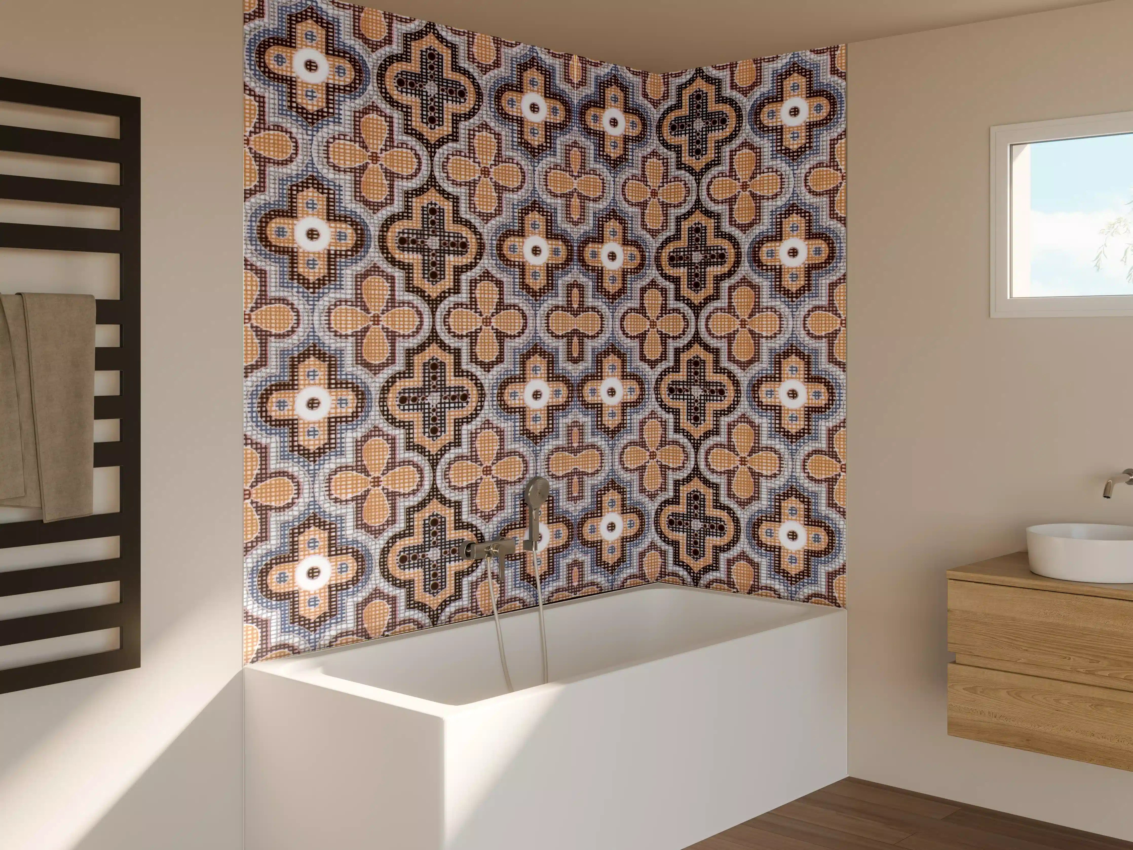 Badewannen-Rückwand - Geometrisches Retro-Muster
