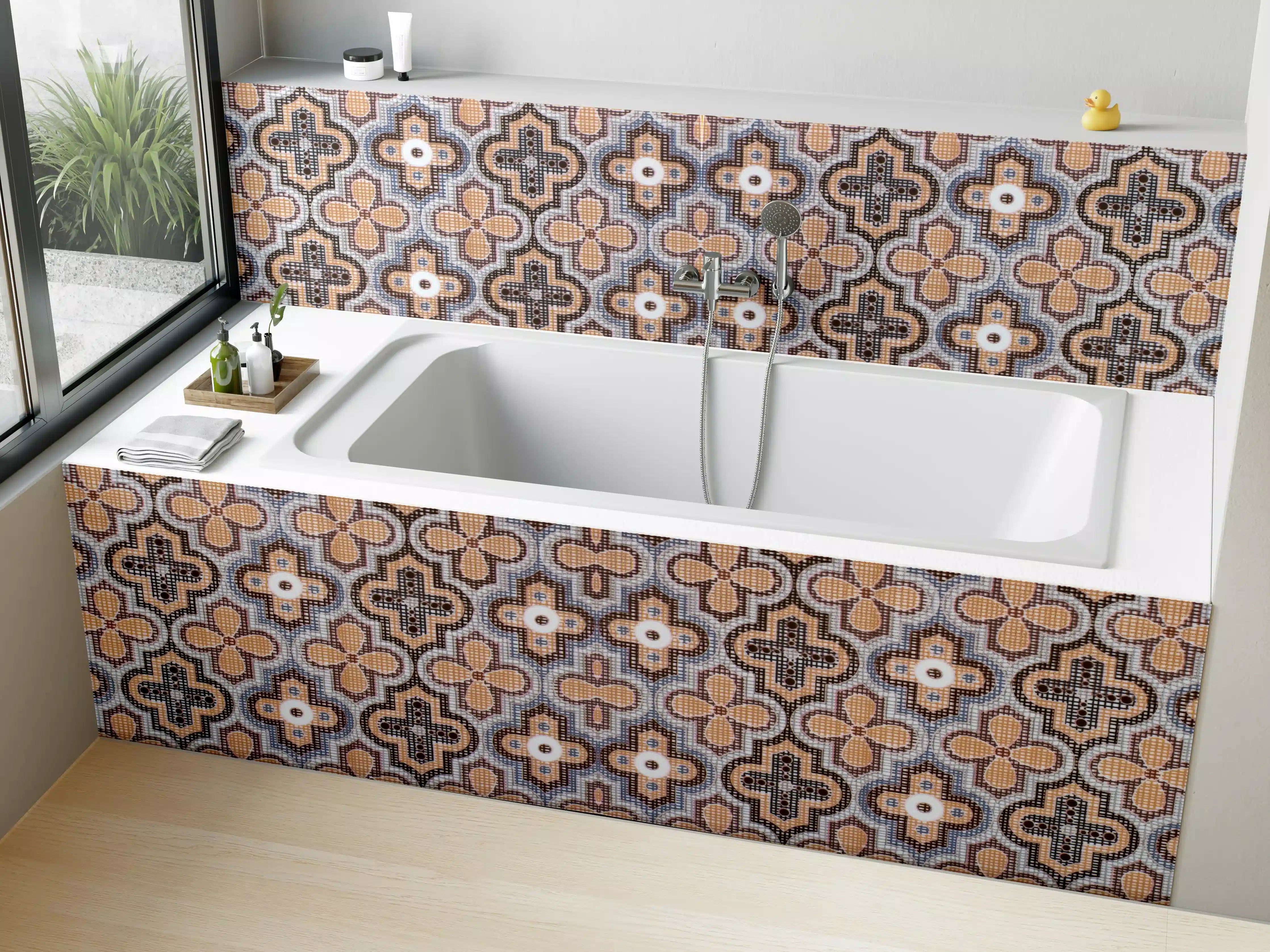 Badewannen-Rückwand - Geometrisches Retro-Muster