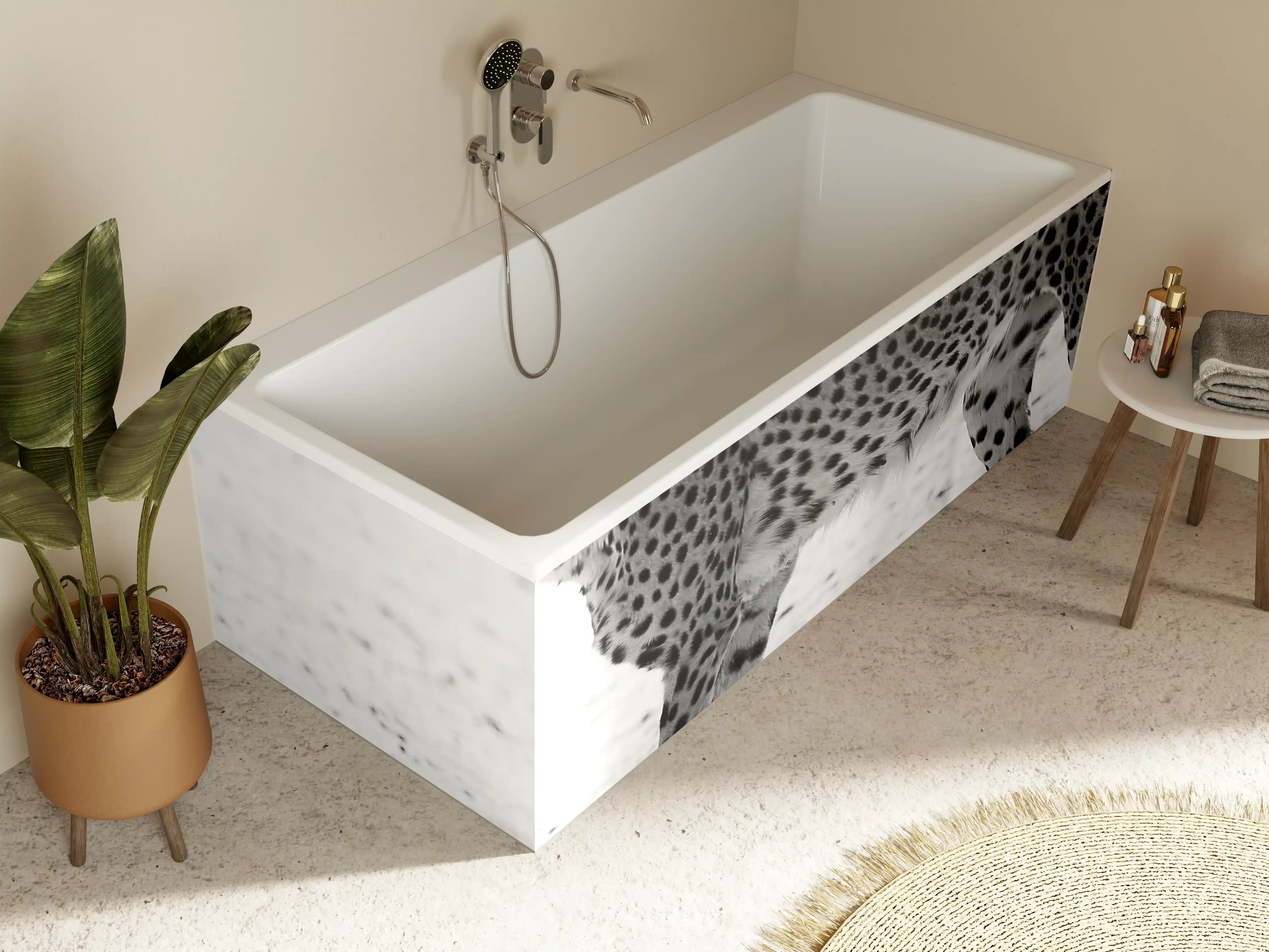 Badewannen-Rückwand - Gepard - schwarz-weiß