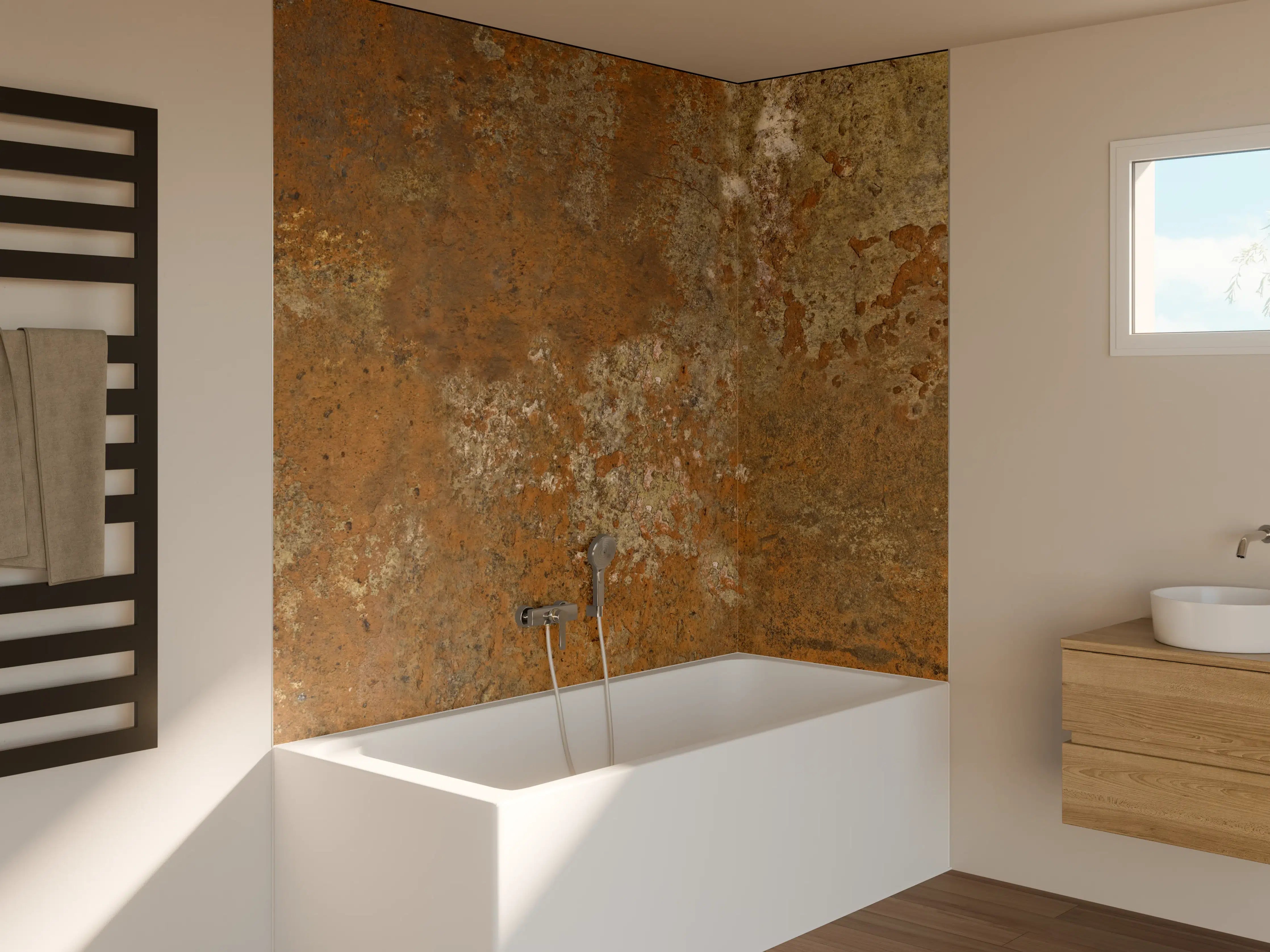 Badewannen-Rückwand - Gerösteter Metalltextur