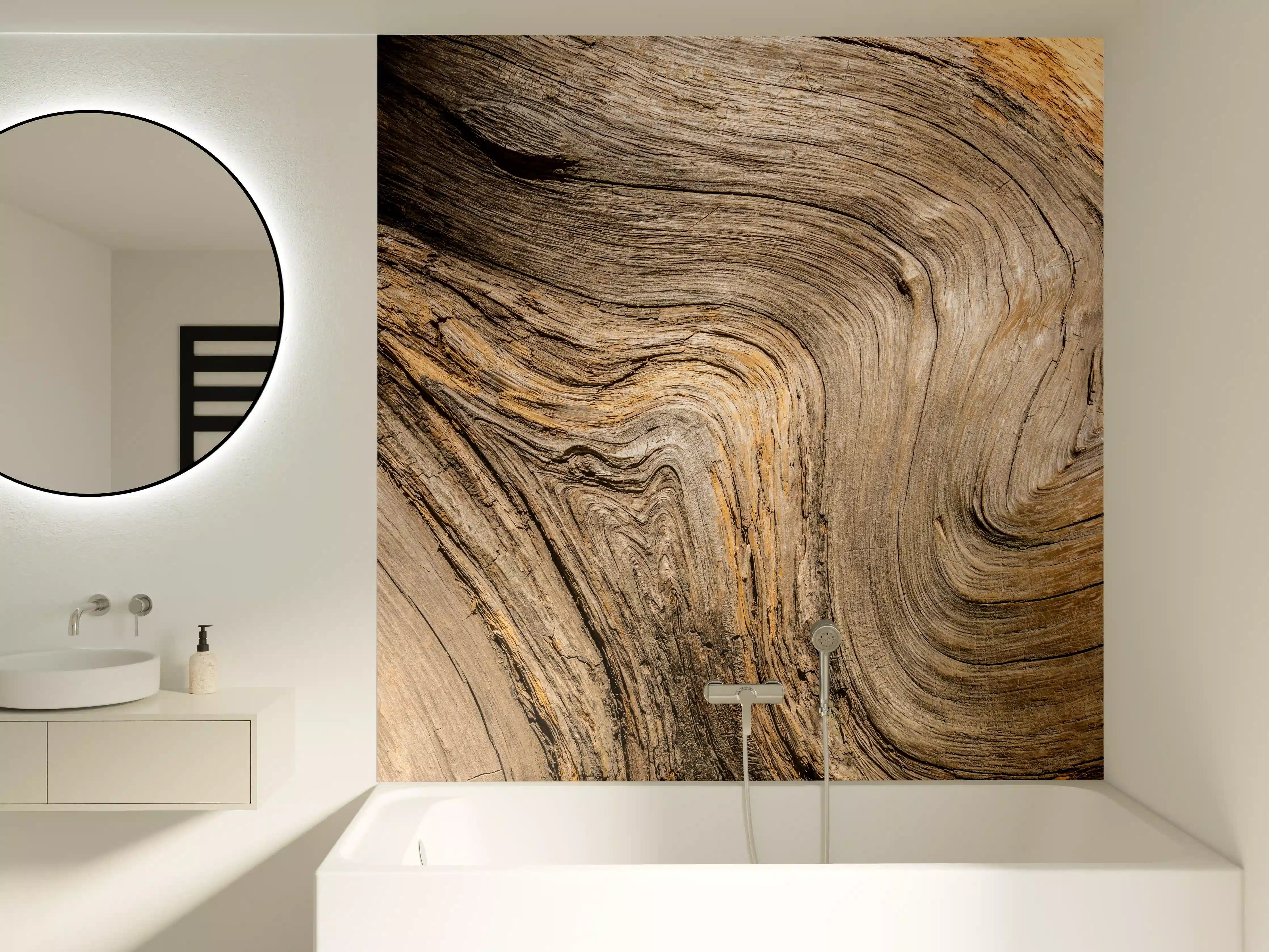 Badewannen-Rückwand - Geschwungenes Naturholz