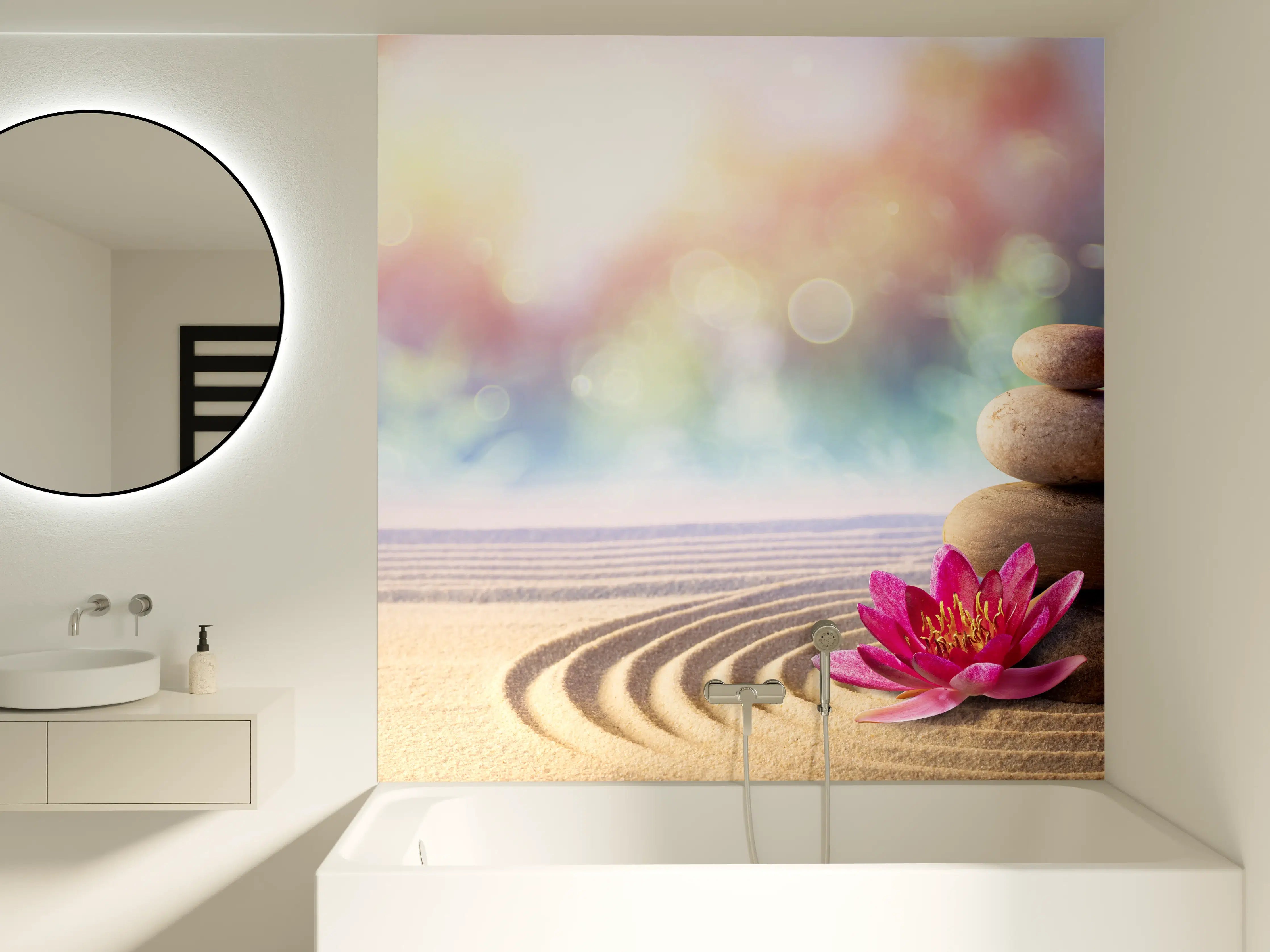 Badewannen-Rückwand - Gestapelte Meditation Steine