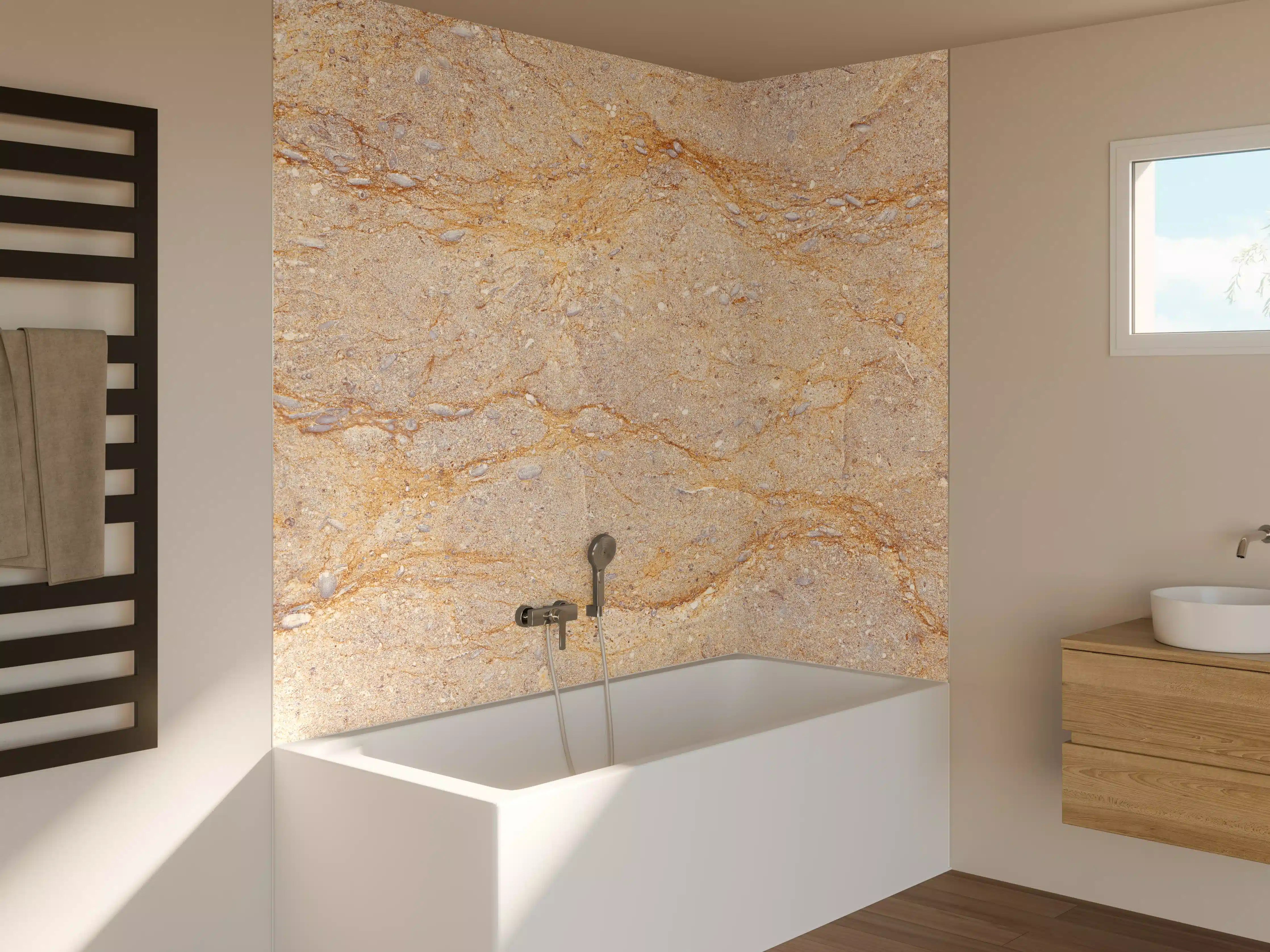 Badewannen-Rückwand - Getünchte braune Marmorstruktur