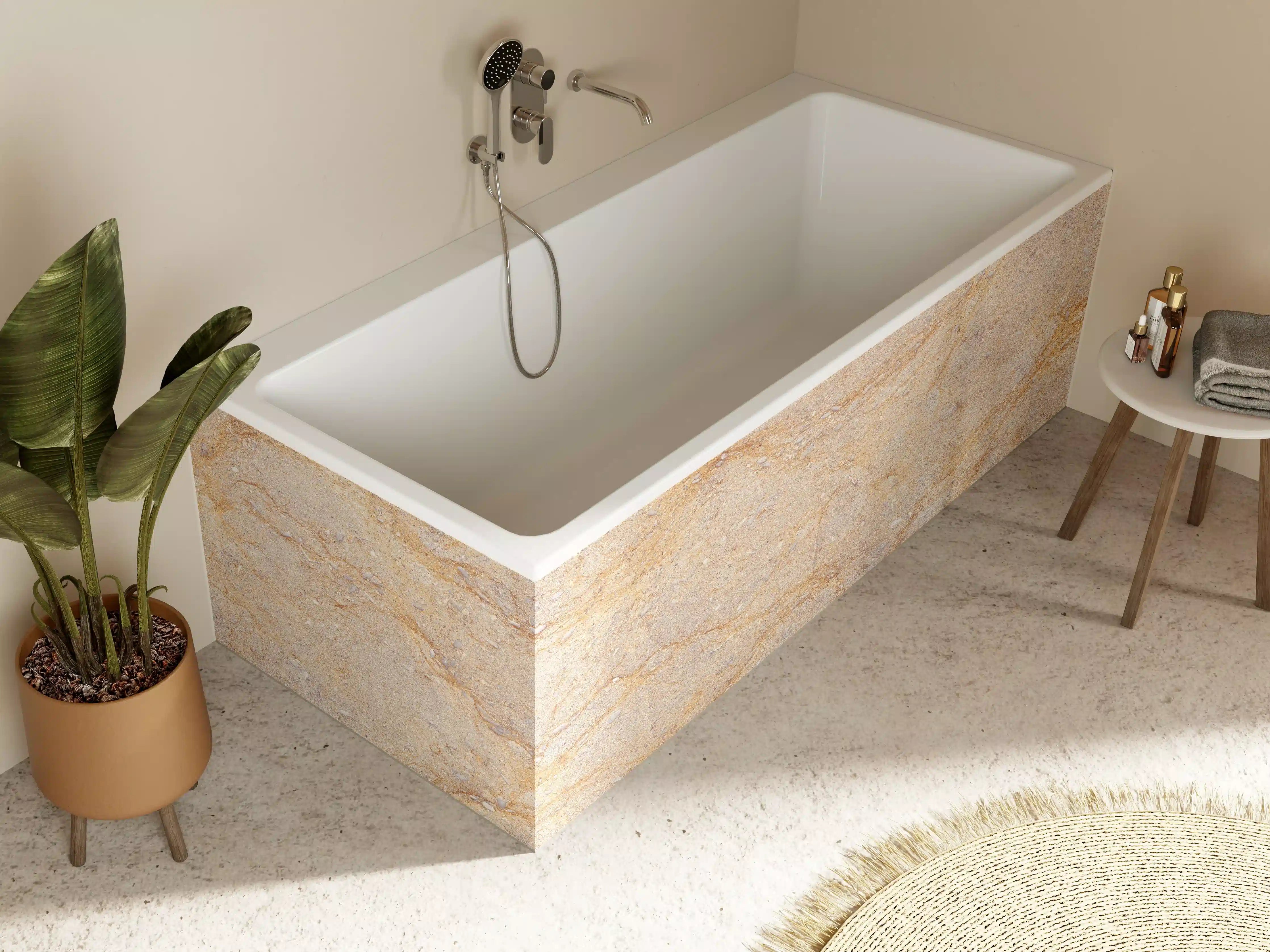 Badewannen-Rückwand - Getünchte braune Marmorstruktur