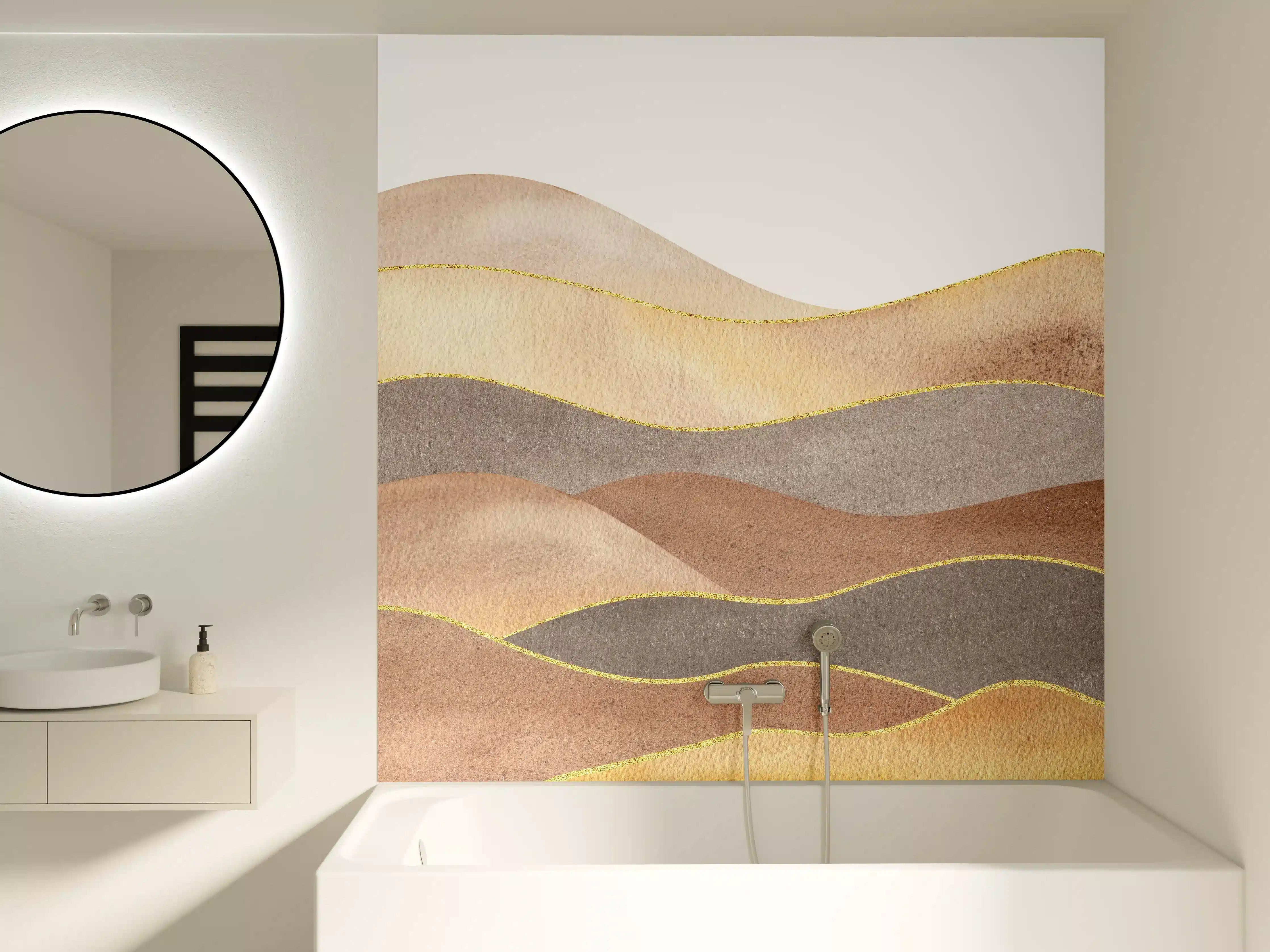 Badewannen-Rückwand - Gewellte Bergsilhouette - Aquarellformen