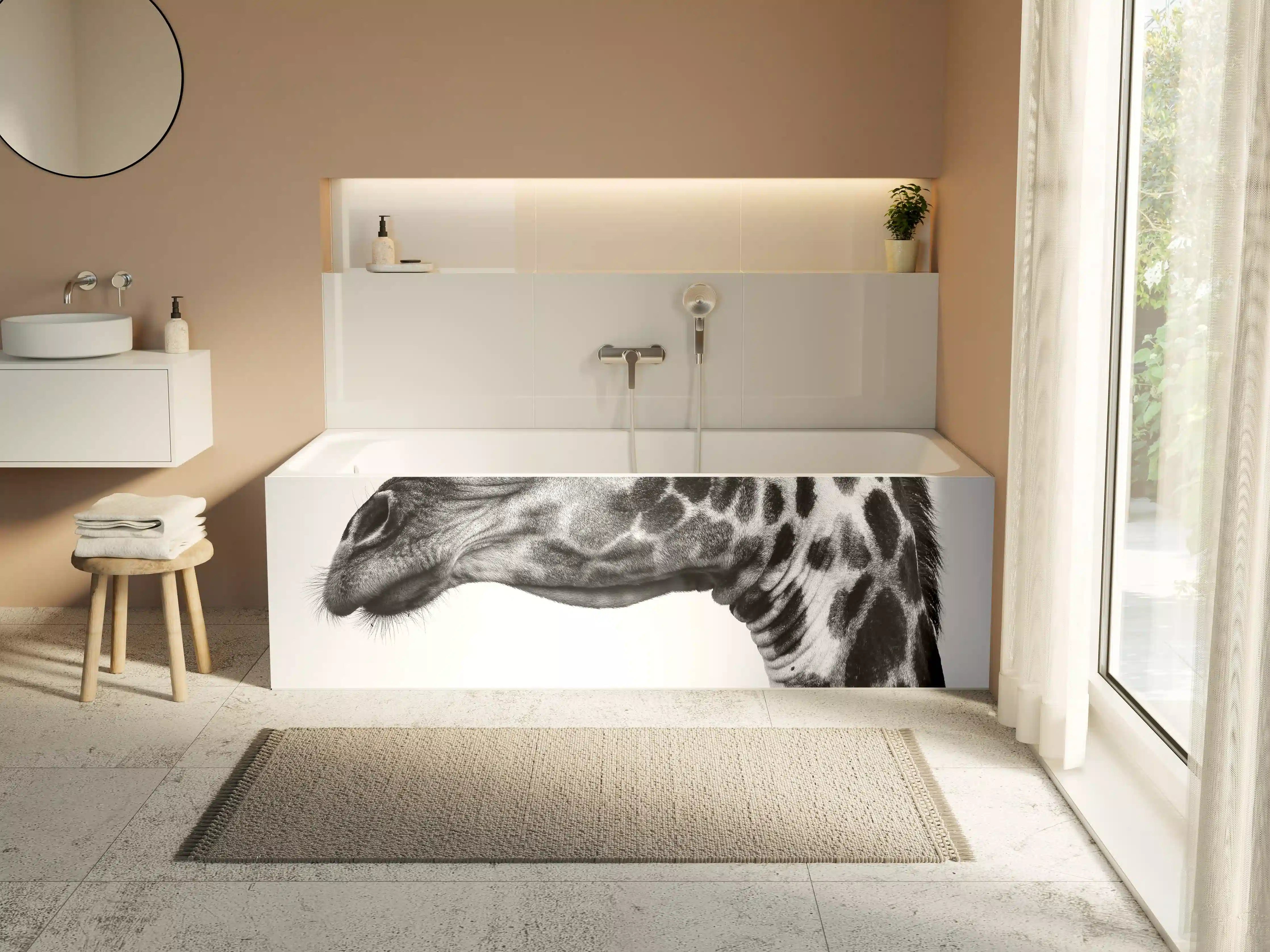 Badewannen-Rückwand - Giraffe - schwarz-weiß