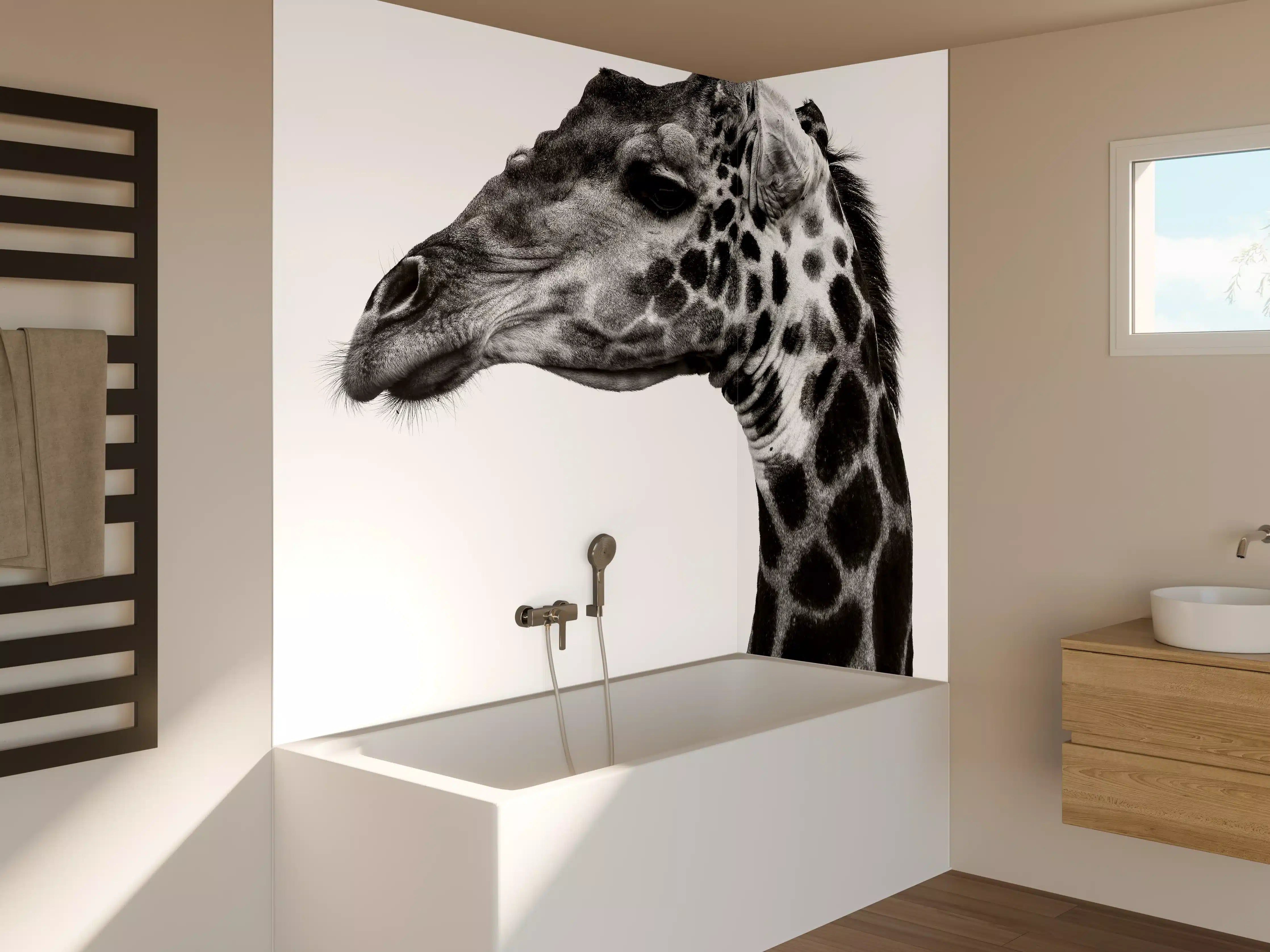 Badewannen-Rückwand - Giraffe - schwarz-weiß