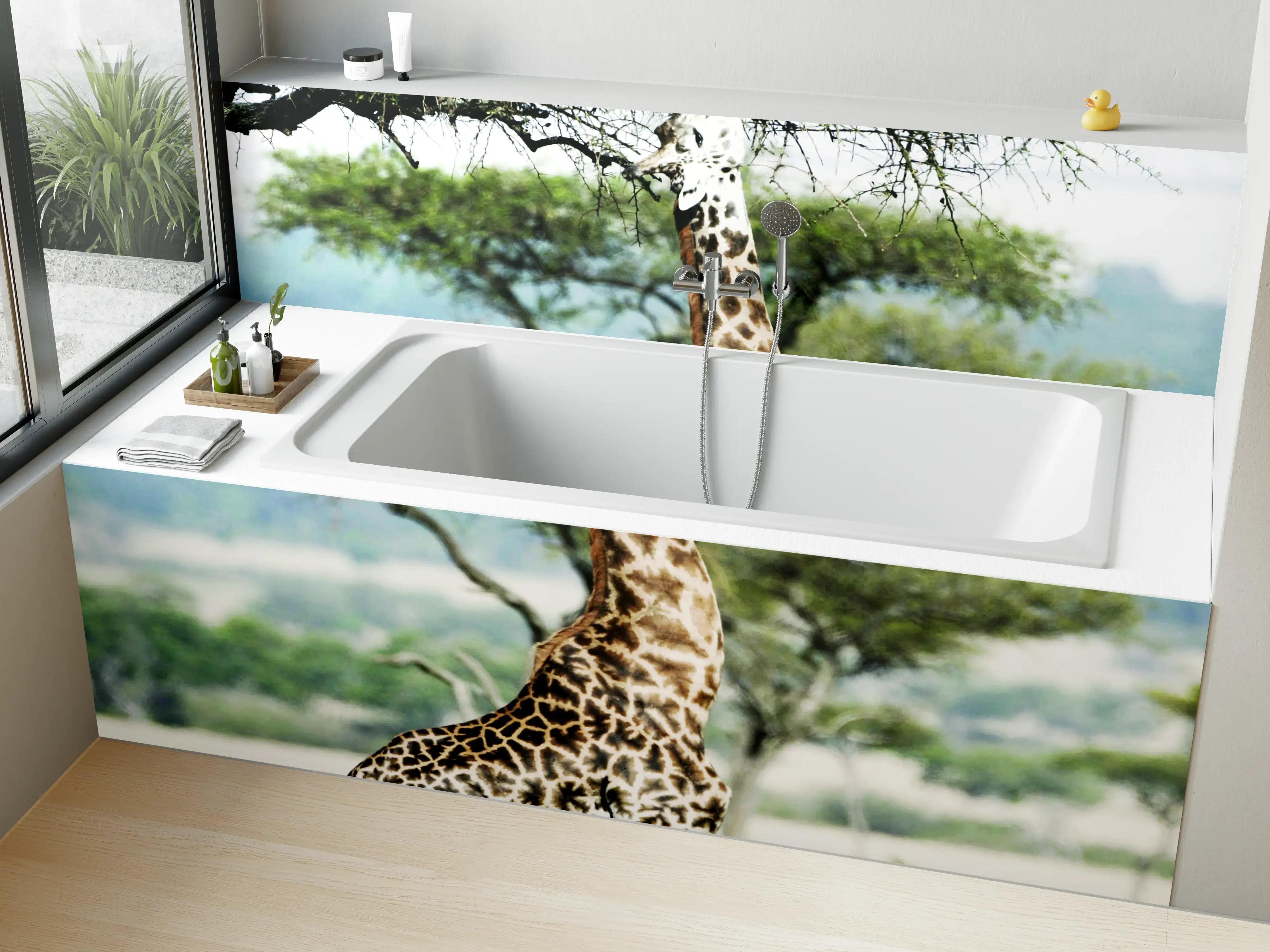 Badewannen-Rückwand - Giraffe in der Savanne