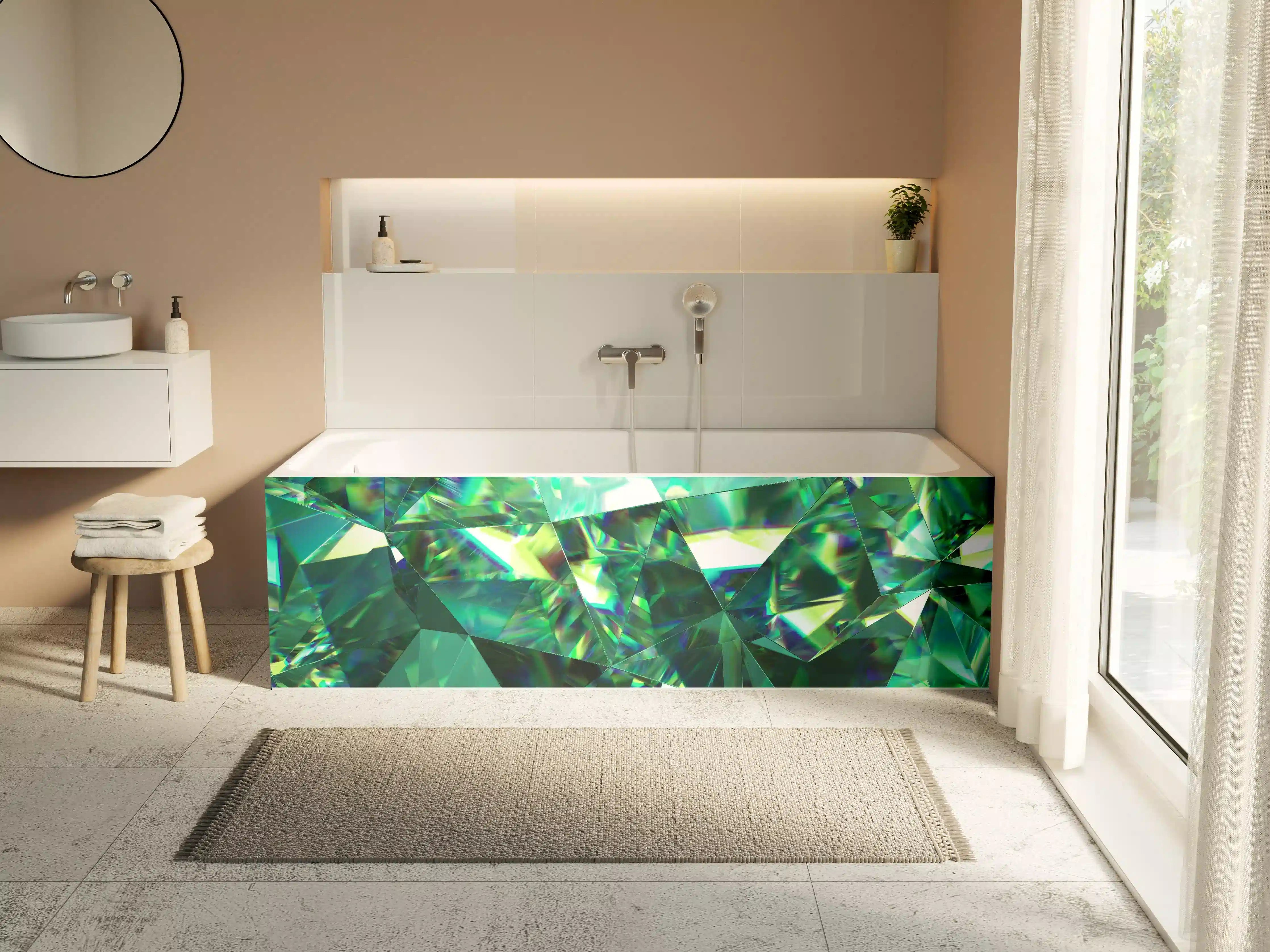 Badewannen-Rückwand - Glänzende Grautöne im Kristallglanz