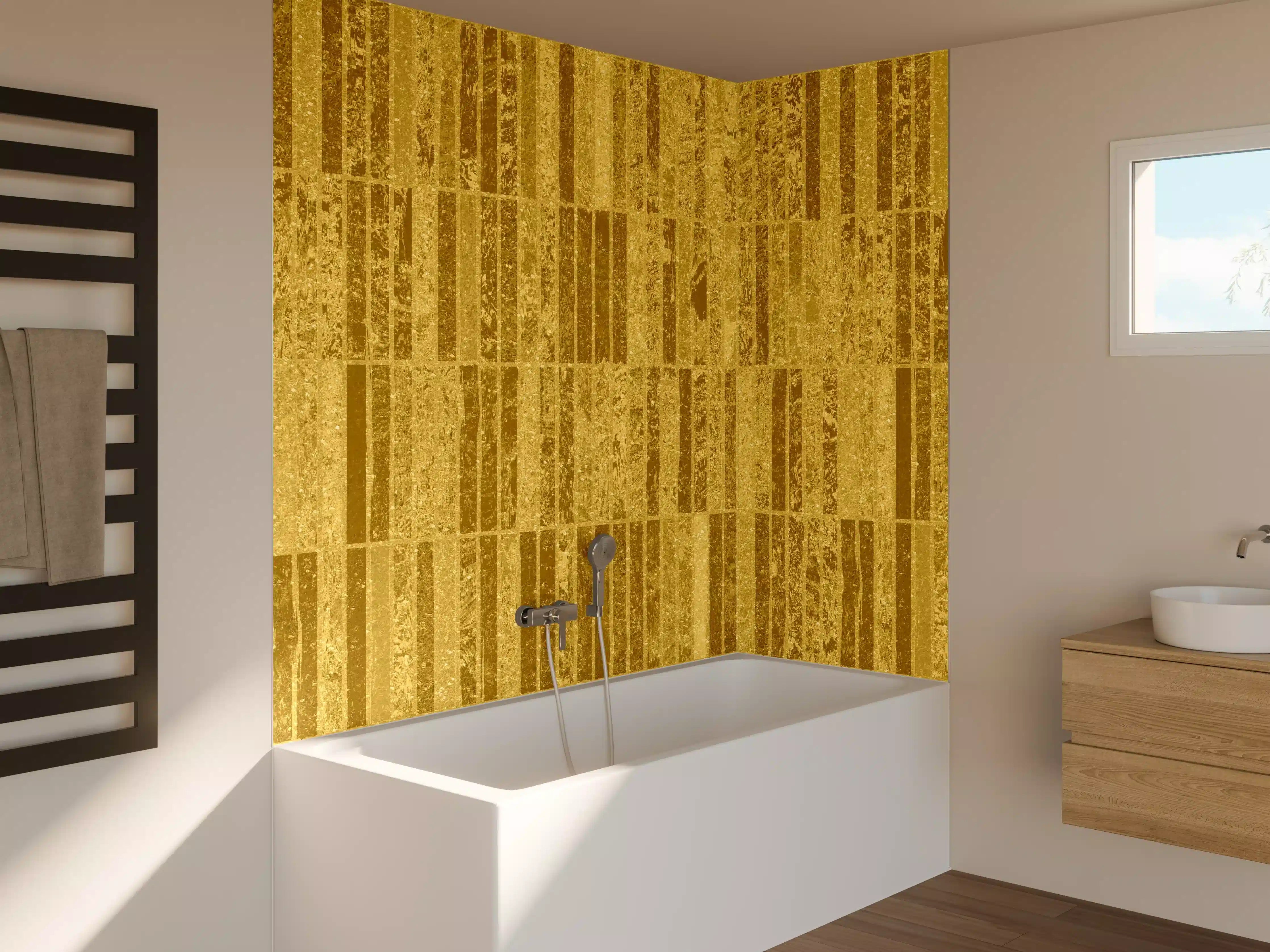 Badewannen-Rückwand - Glitzernde Gold Textur