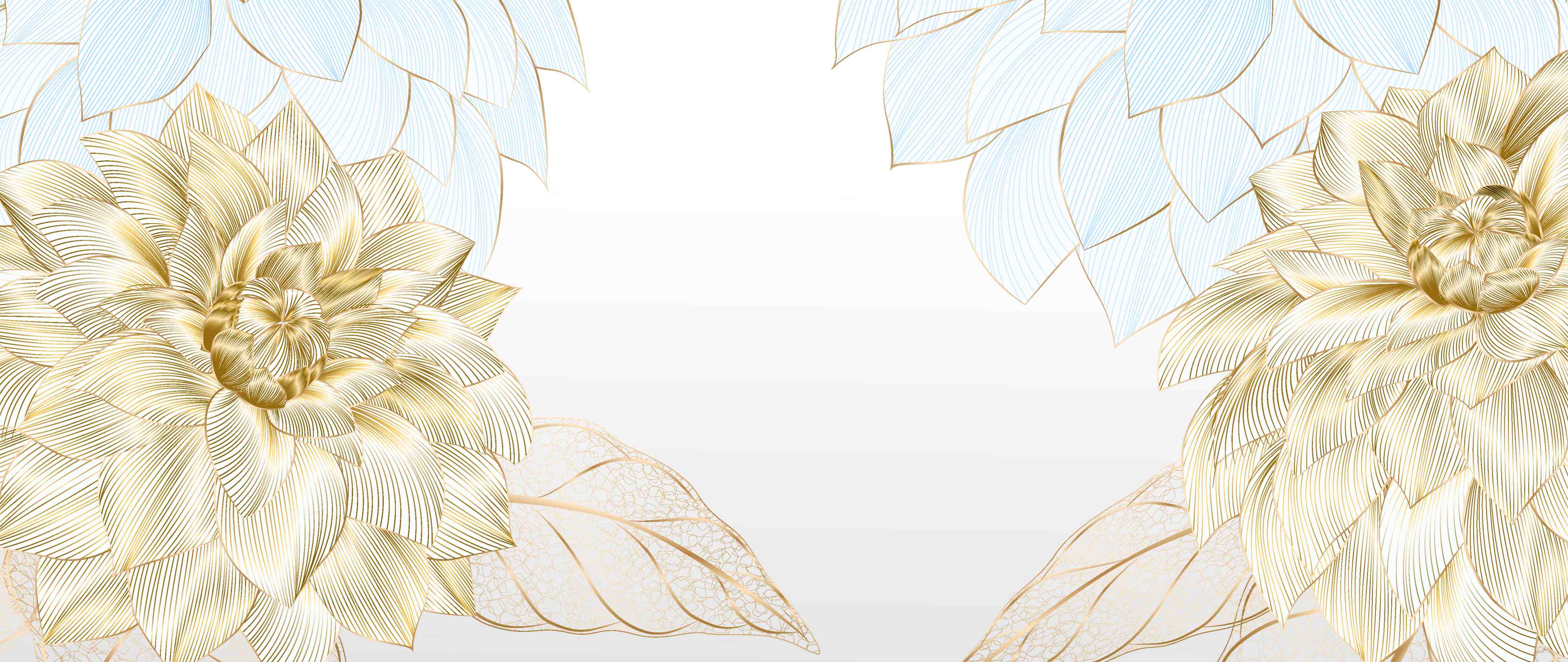 Badewannen-Rückwand-Gold-Weiß Floral Design