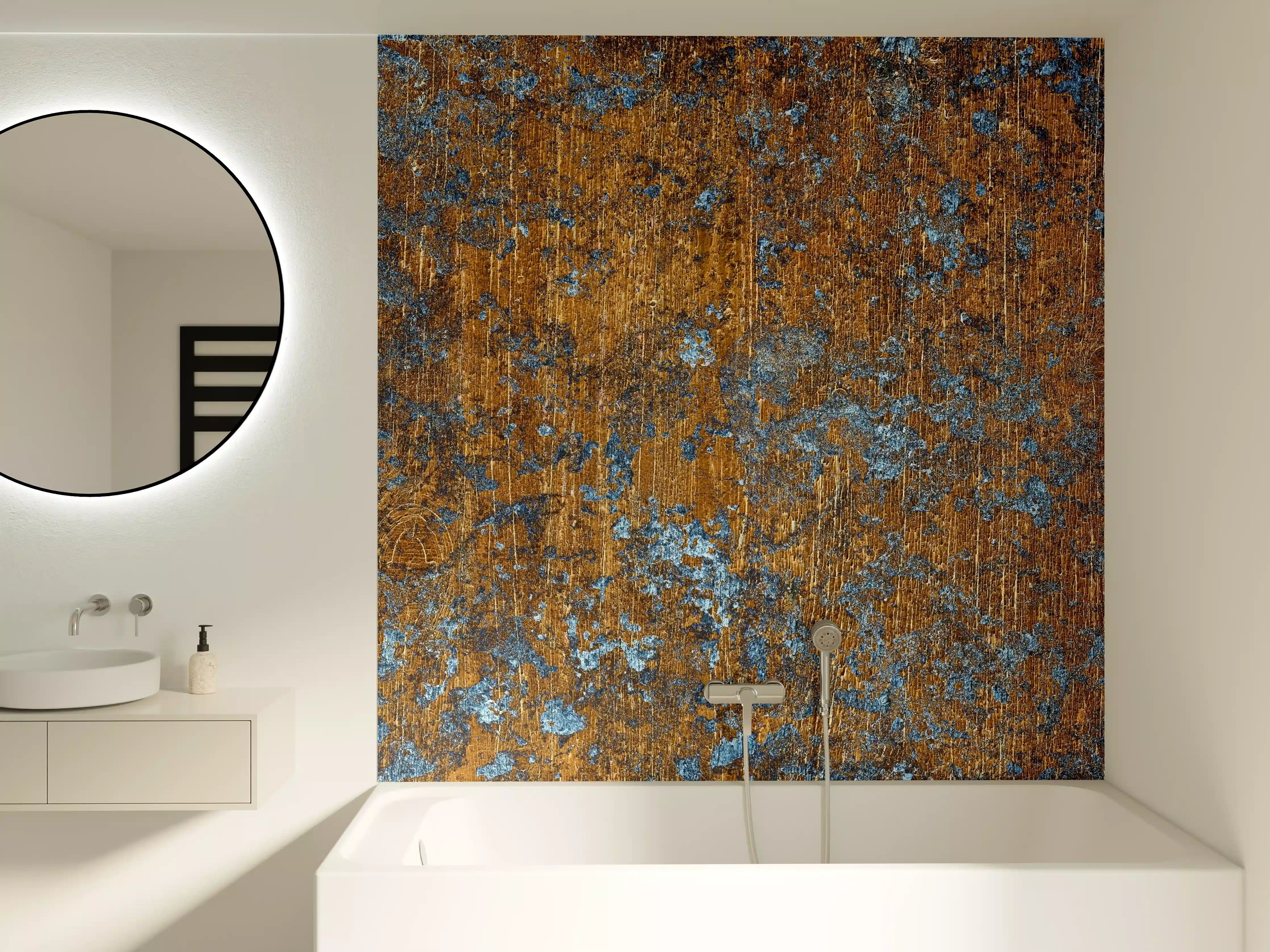 Badewannen-Rückwand - Gold-blaue alte Metalltextur