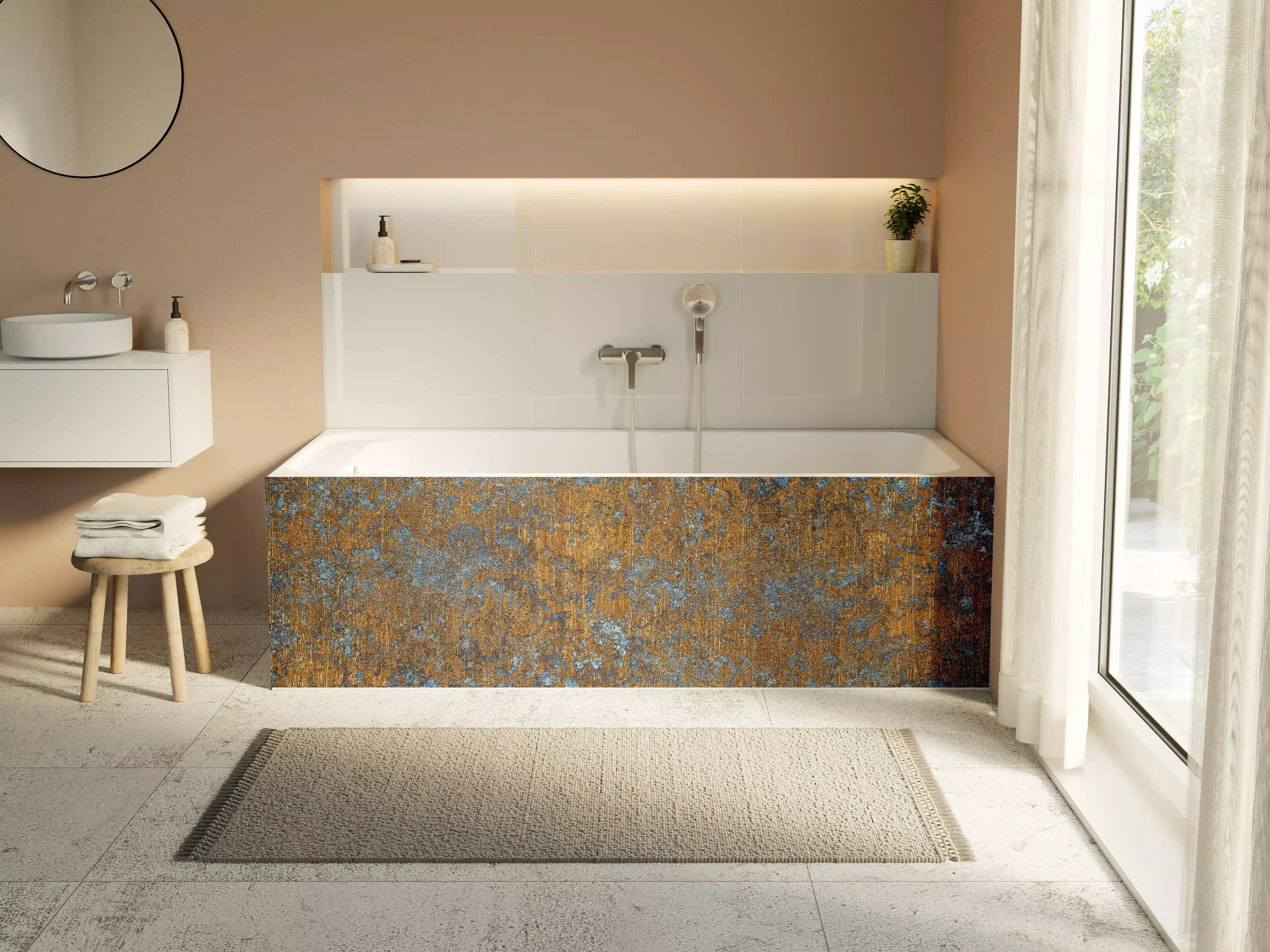 Badewannen-Rückwand - Gold-blaue alte Metalltextur