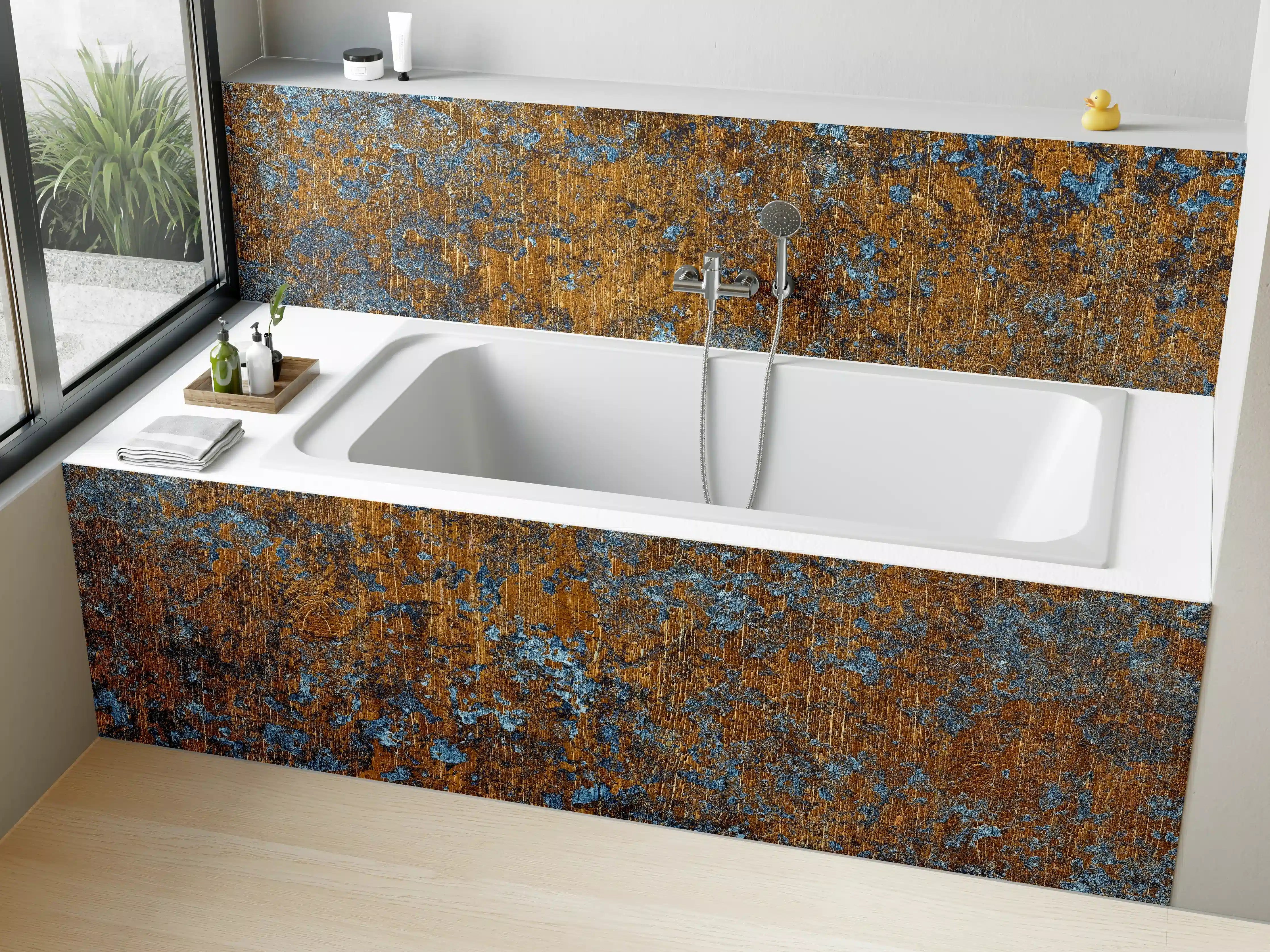 Badewannen-Rückwand - Gold-blaue alte Metalltextur