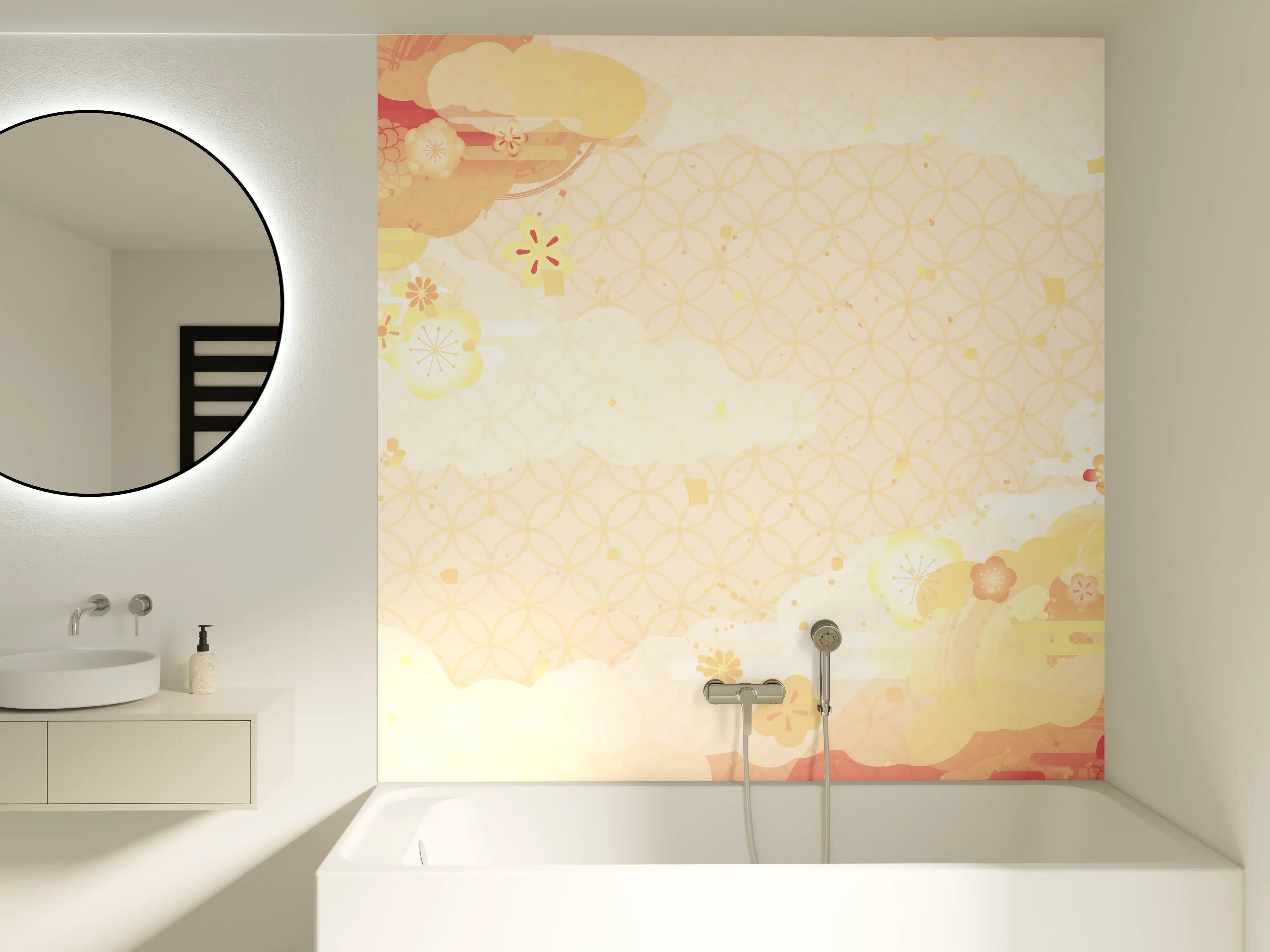 Badewannen-Rückwand - Goldbeige Abstrakte Musterkunst