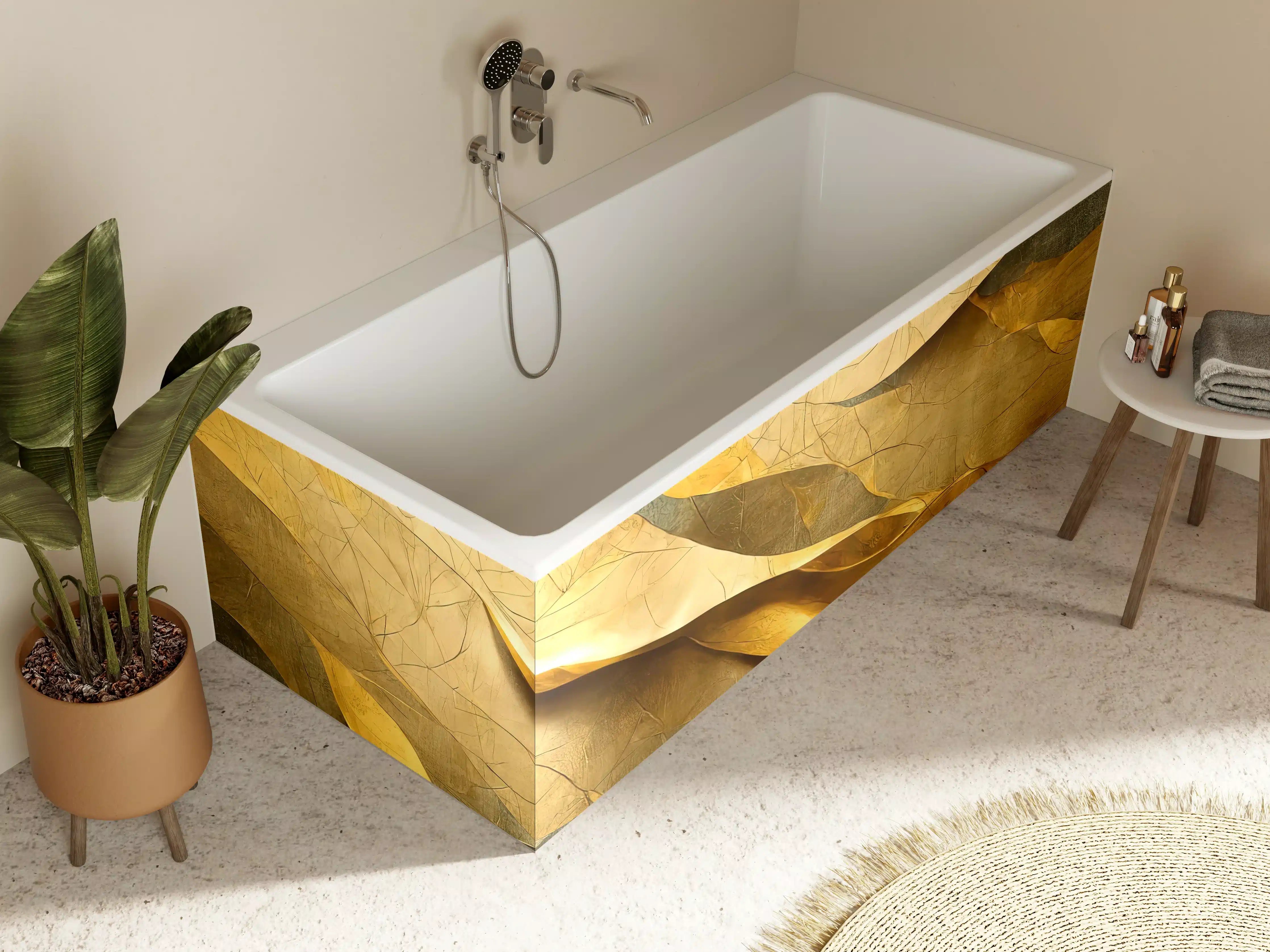 Badewannen-Rückwand - Goldene Blätter in natürlicher Umgebung
