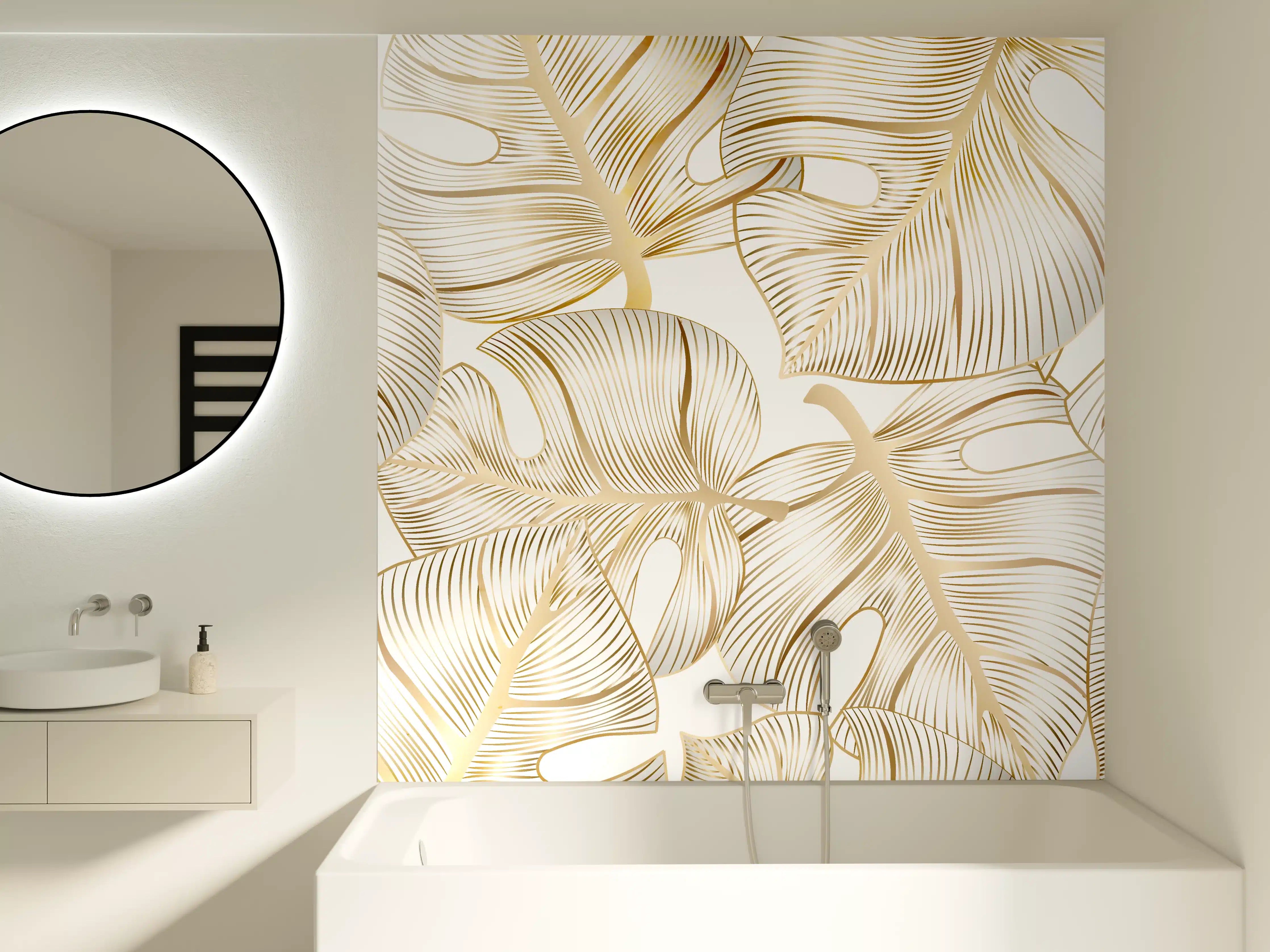 Badewannen-Rückwand - Goldene Blattadern Struktur