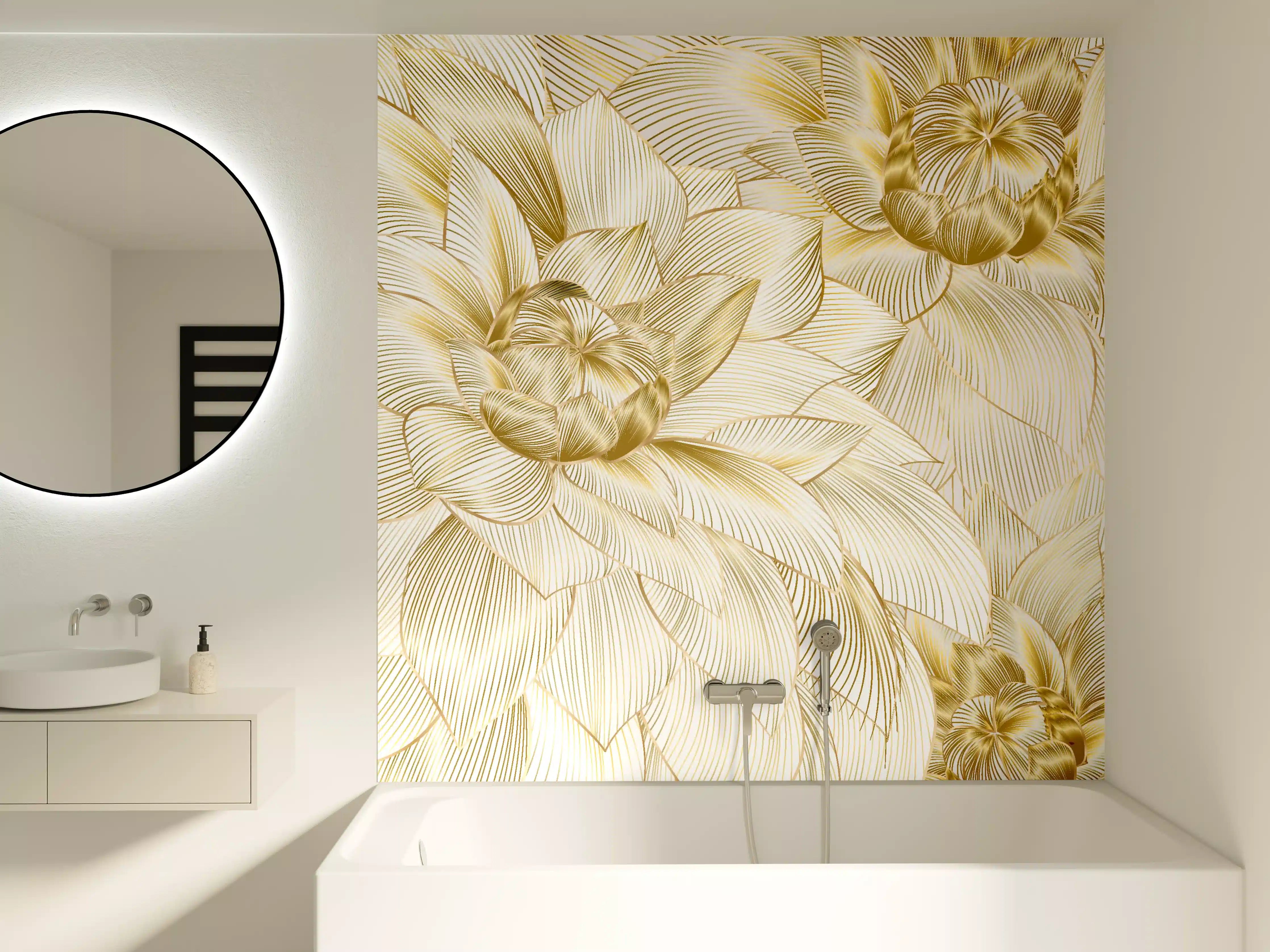 Badewannen-Rückwand - Goldene Blumenstruktur Design