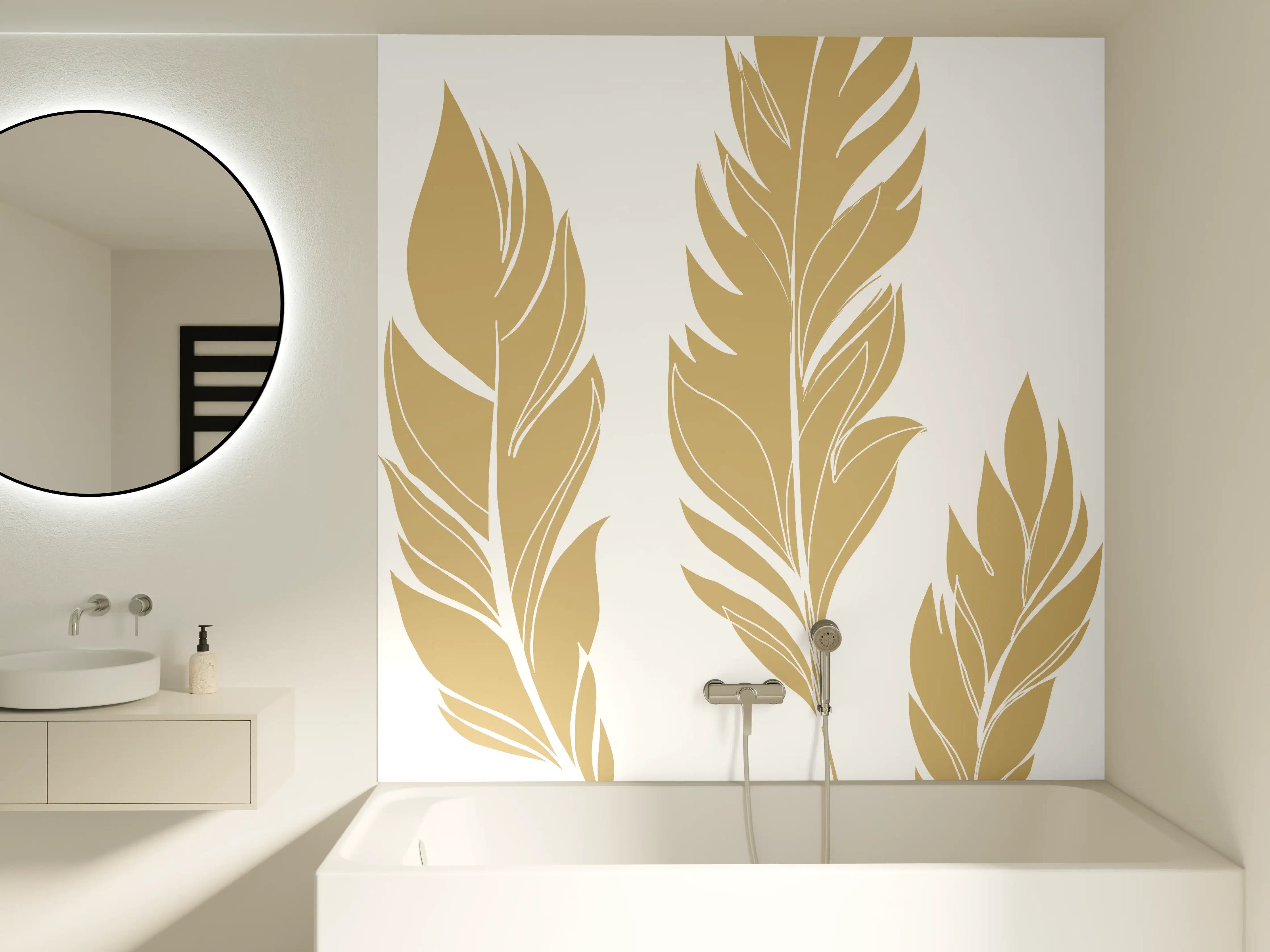 Badewannen-Rückwand - Goldene Feder Illustration