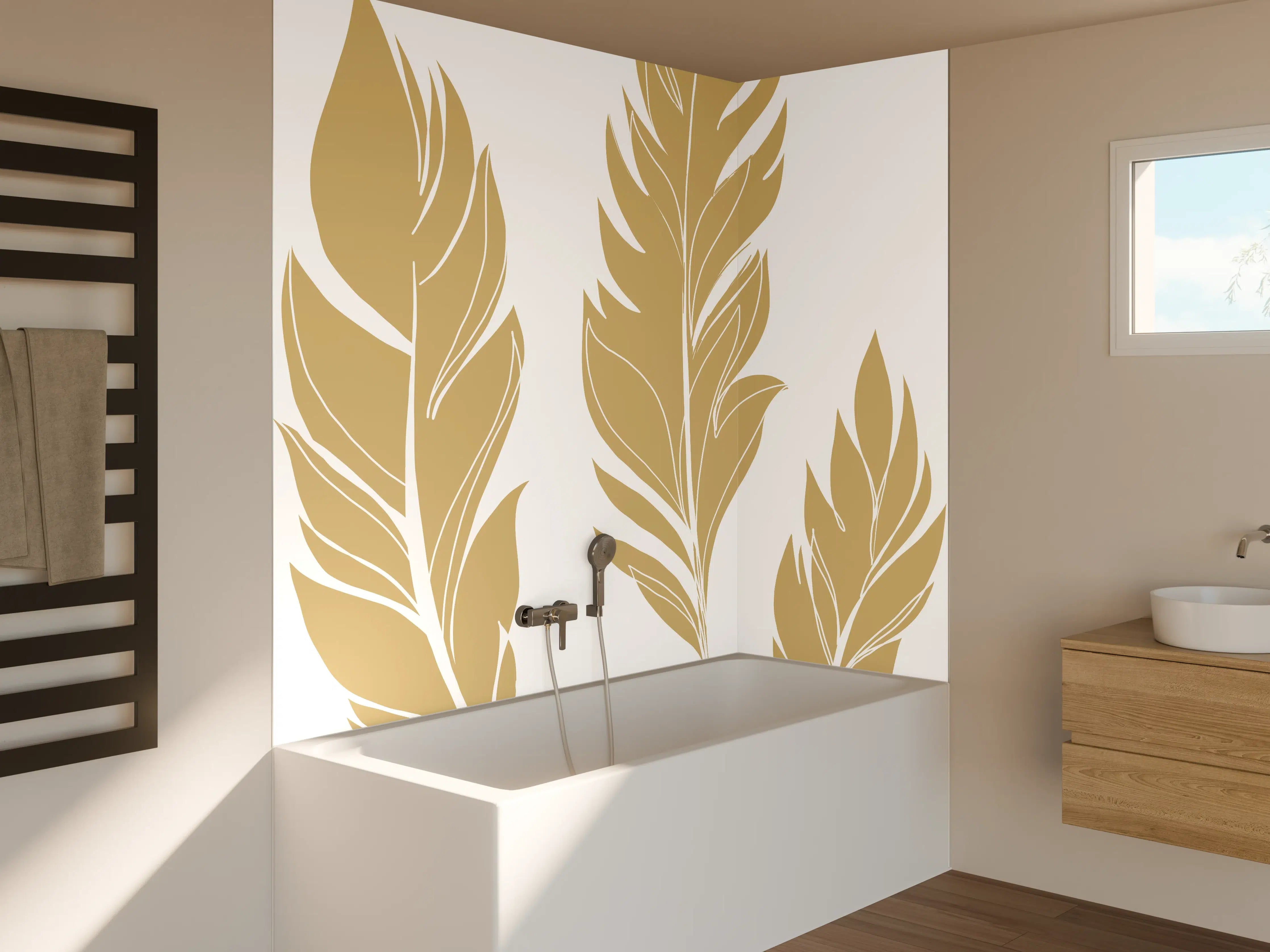 Badewannen-Rückwand - Goldene Feder Illustration