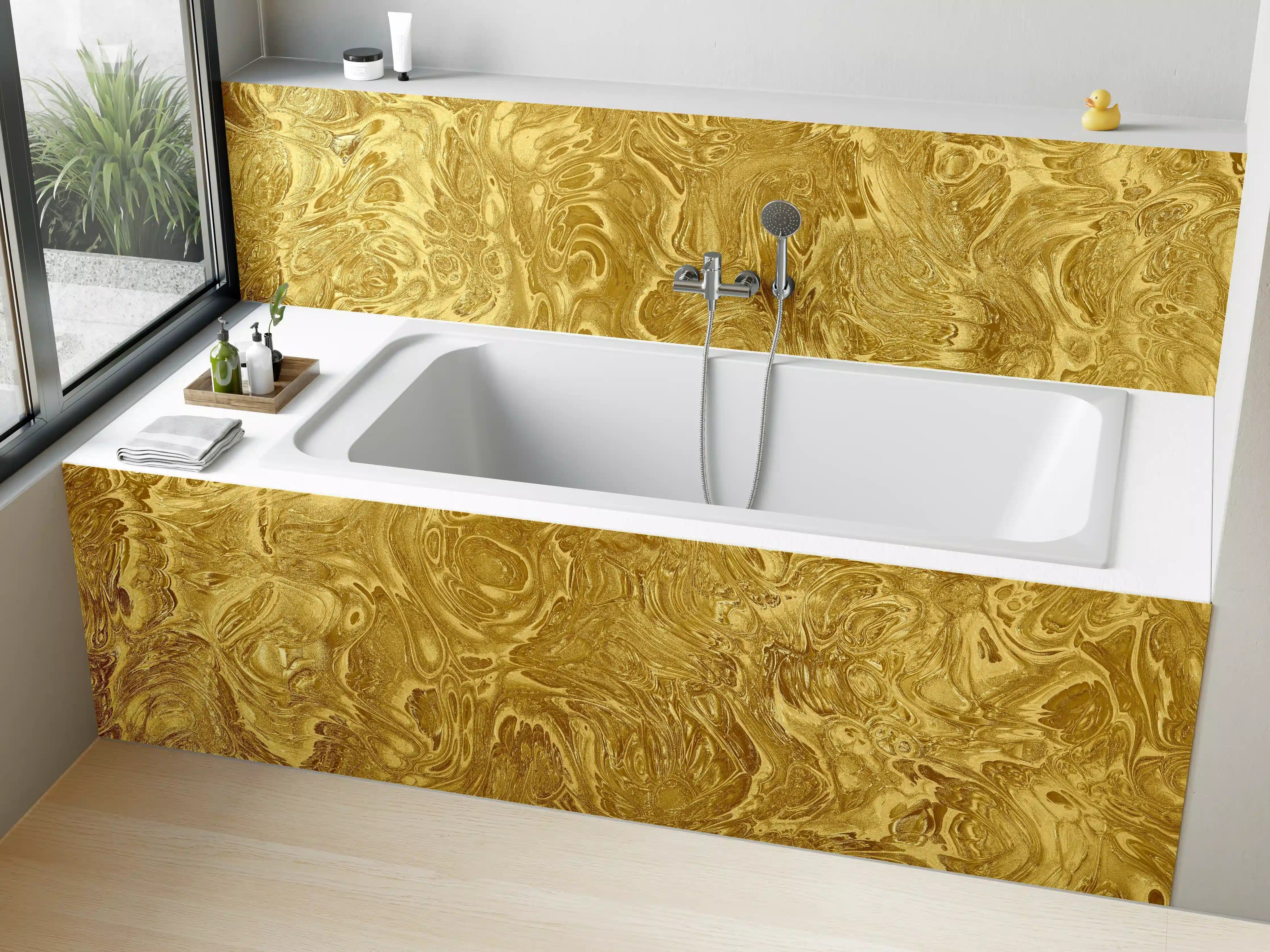 Badewannen-Rückwand - Goldene Flüssigkunst - Luxus
